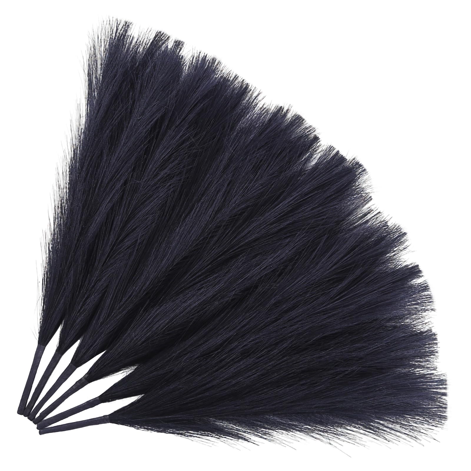 Afamitoo Black Artificial Pampas Grass Decor, 45Cm 6Pcs Faux Pampas Grass, Fluffy Pampas Grass For Room Decoration, Wedding Party Home Decor