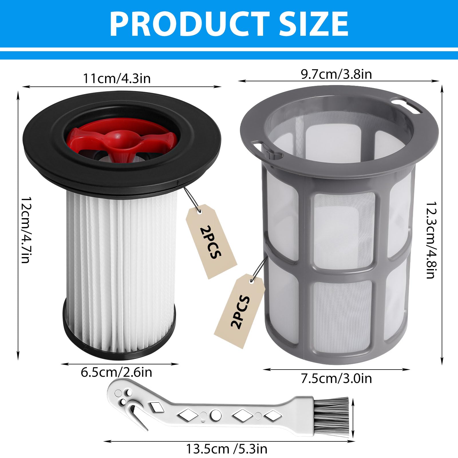 2 sztuki filtrów zamiennych i filtrów do odkurzacza, ochrona przed kłaczkami, kompatybilne z zestawem odkurzaczy Bosch Unlimited Gen2 Series 8, kompatybilne z 12036642, 12023349 z 1 szczotką do
