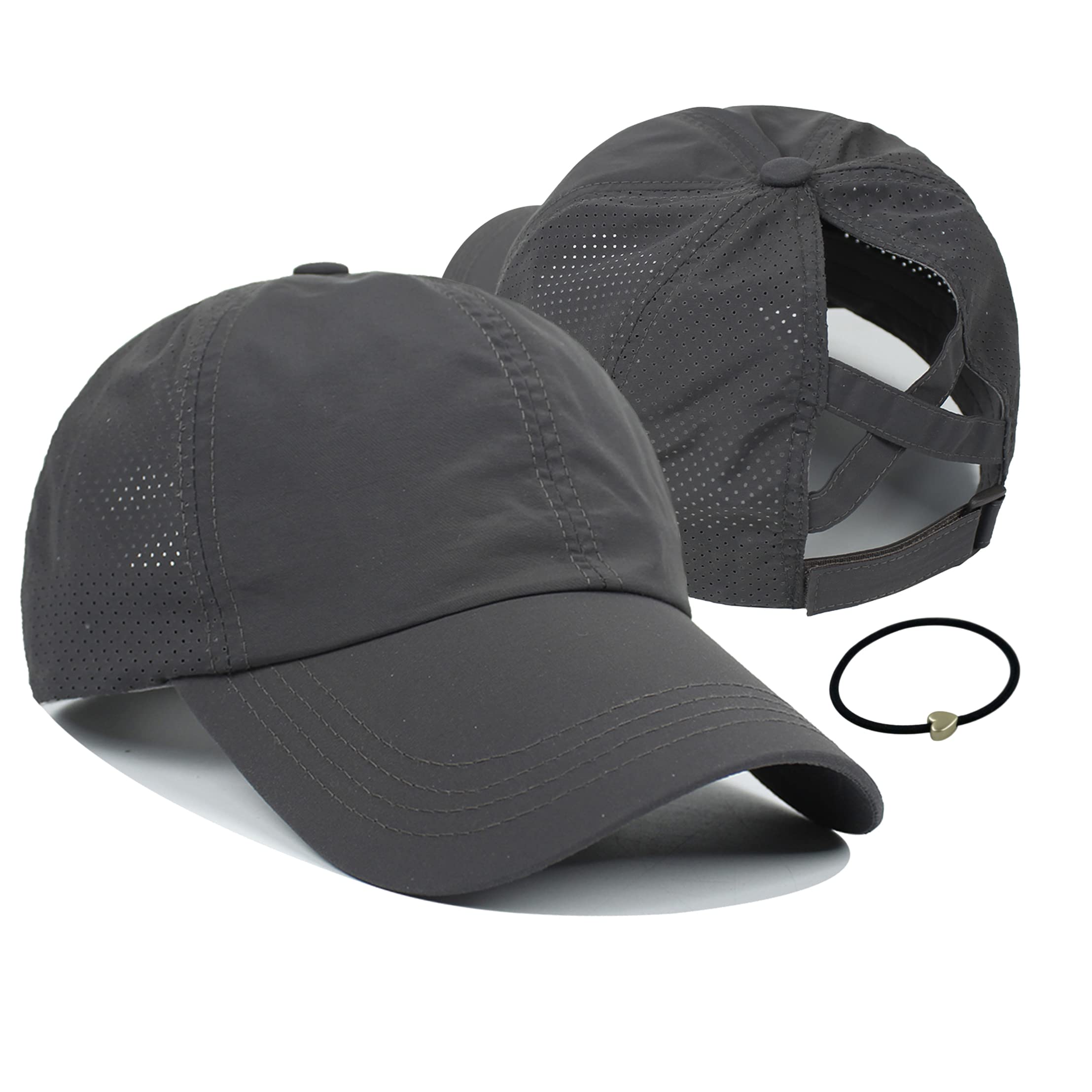 Mukeyo Womens Criss Cross Ponytail Baseball Cap Adjustable Messy High Bun  Ponycap Quick Drying Hat with Bundle Hair Tie