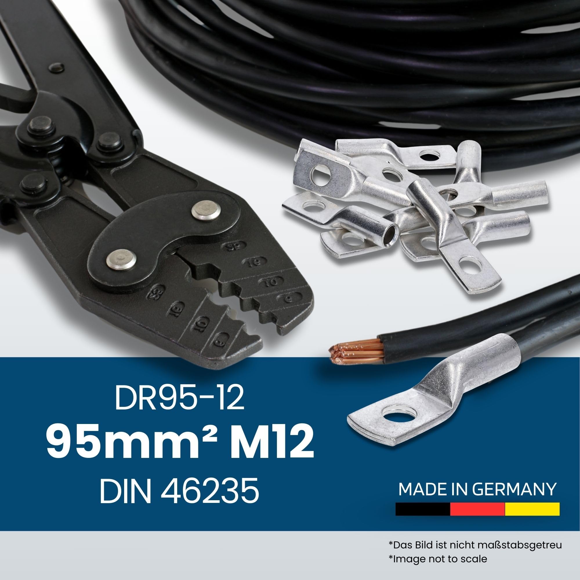 Kalitec DR95-12 Lot de 10 Cosses à Sertir 95 mm² M12 - Connecteur DIN 46235