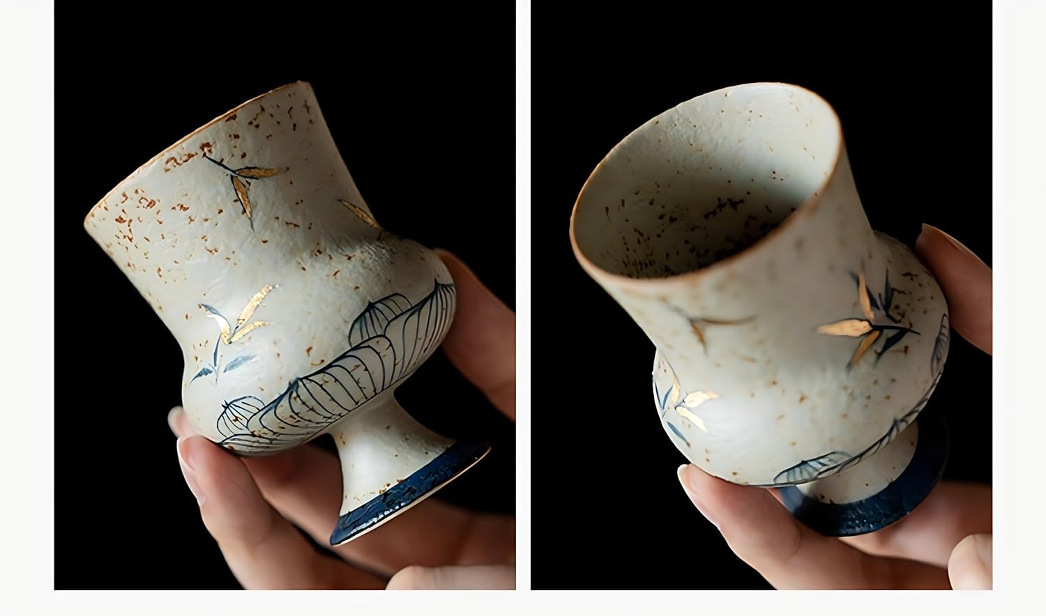 Pure hand-painted bamboo shadow high footed tea cup, ceramic main tea cup