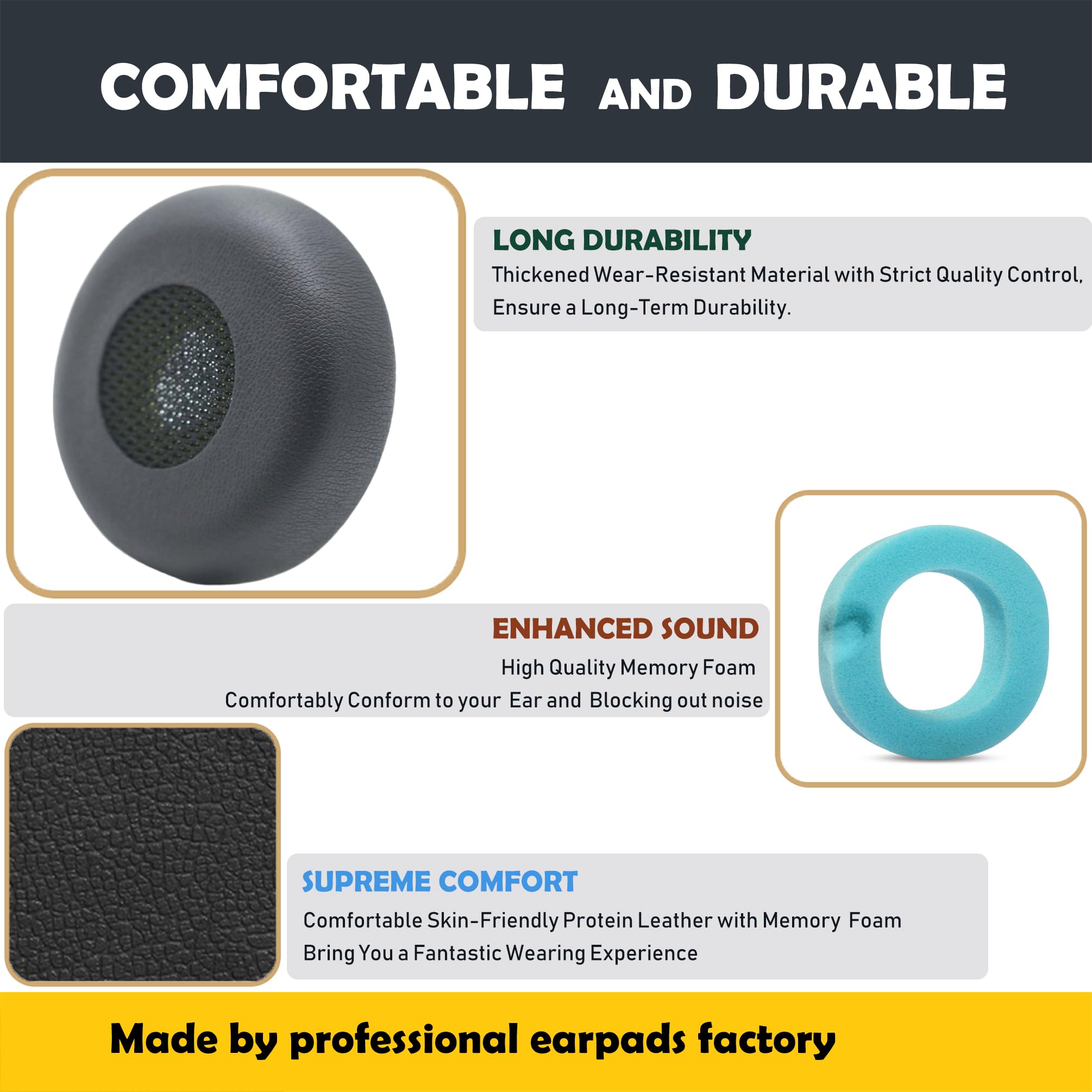 Cuscinetti Auricolari SOULWIT Per Jabra Evolve2 75 - Pelle Sintetica Morbida, Isolamento Acustico, Nero