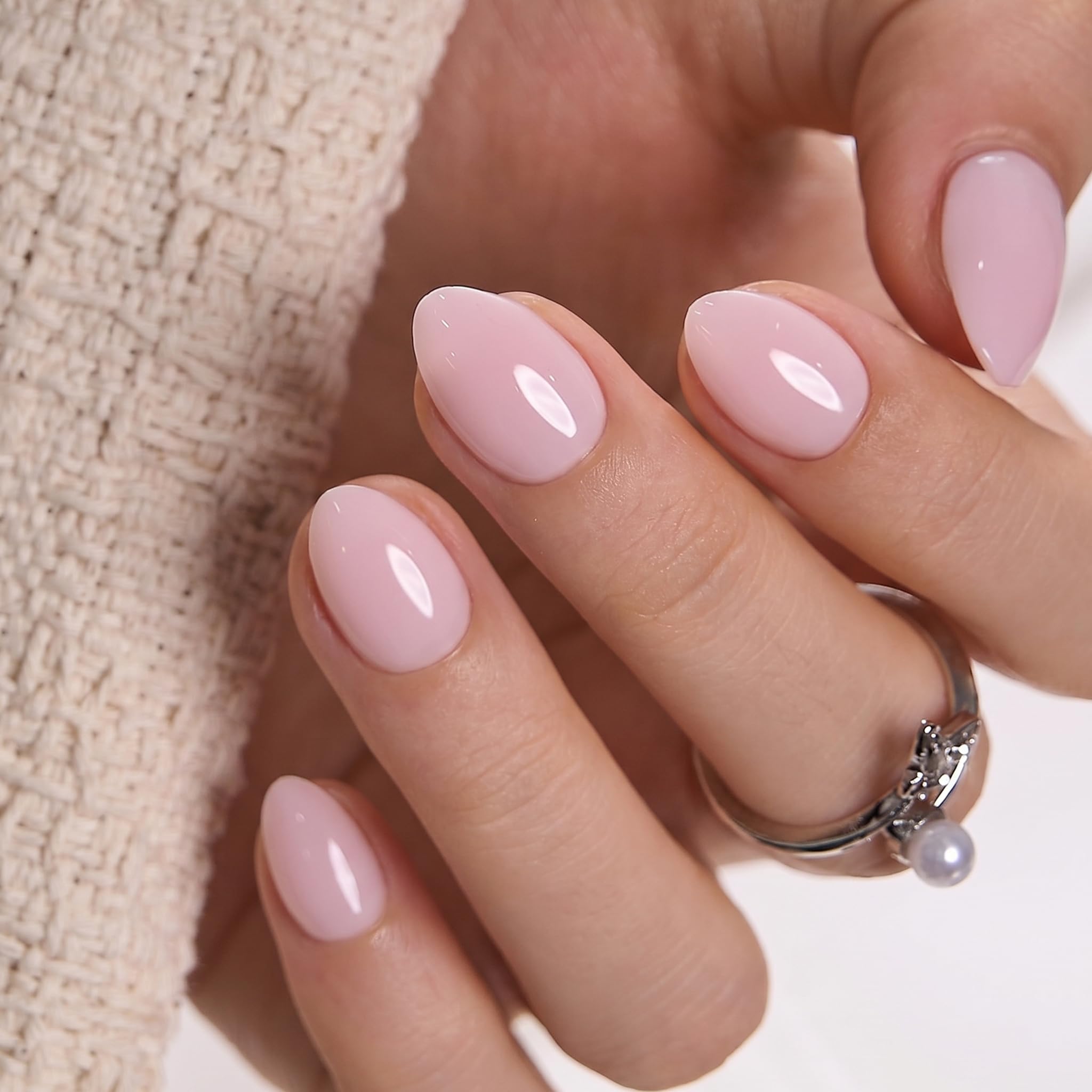 CurvLife Press On Nails - Blush Pink Almond -2