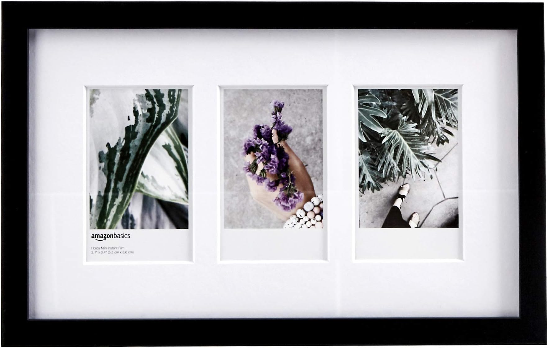 Amazon Basics Photo Frame for use with Instax - 3-Opening - 8 x 5 cm, Black
