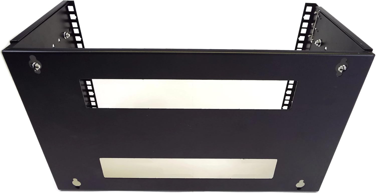 6U 19-Inch Hinged Extendable Wall Mount Bracket Network Equipment Rack - Black