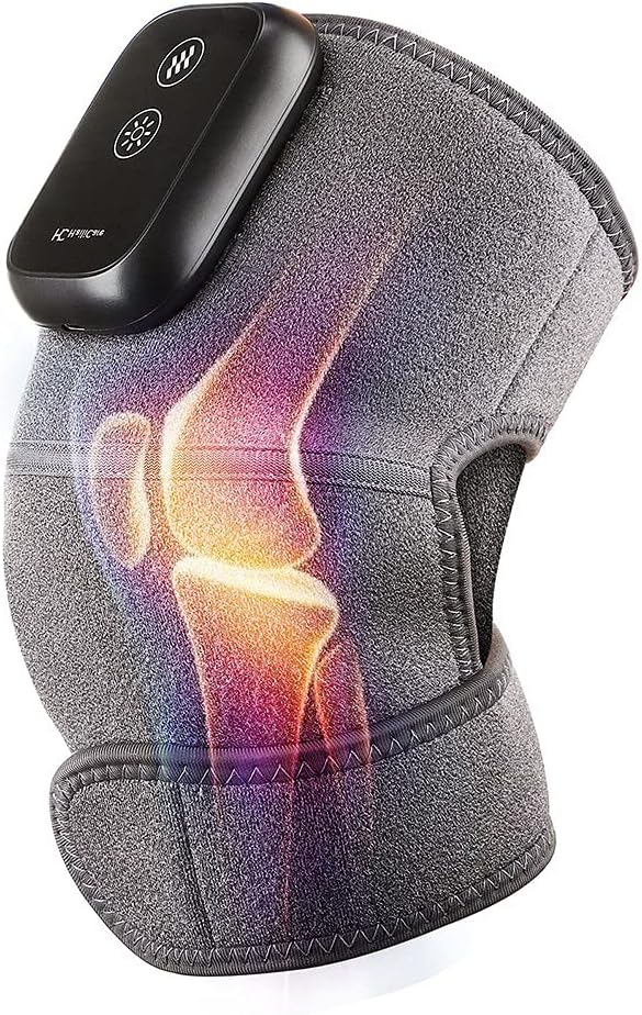 Wireless Heated Knee Massager, Vibration Massage Knee Brace Wrap, 3