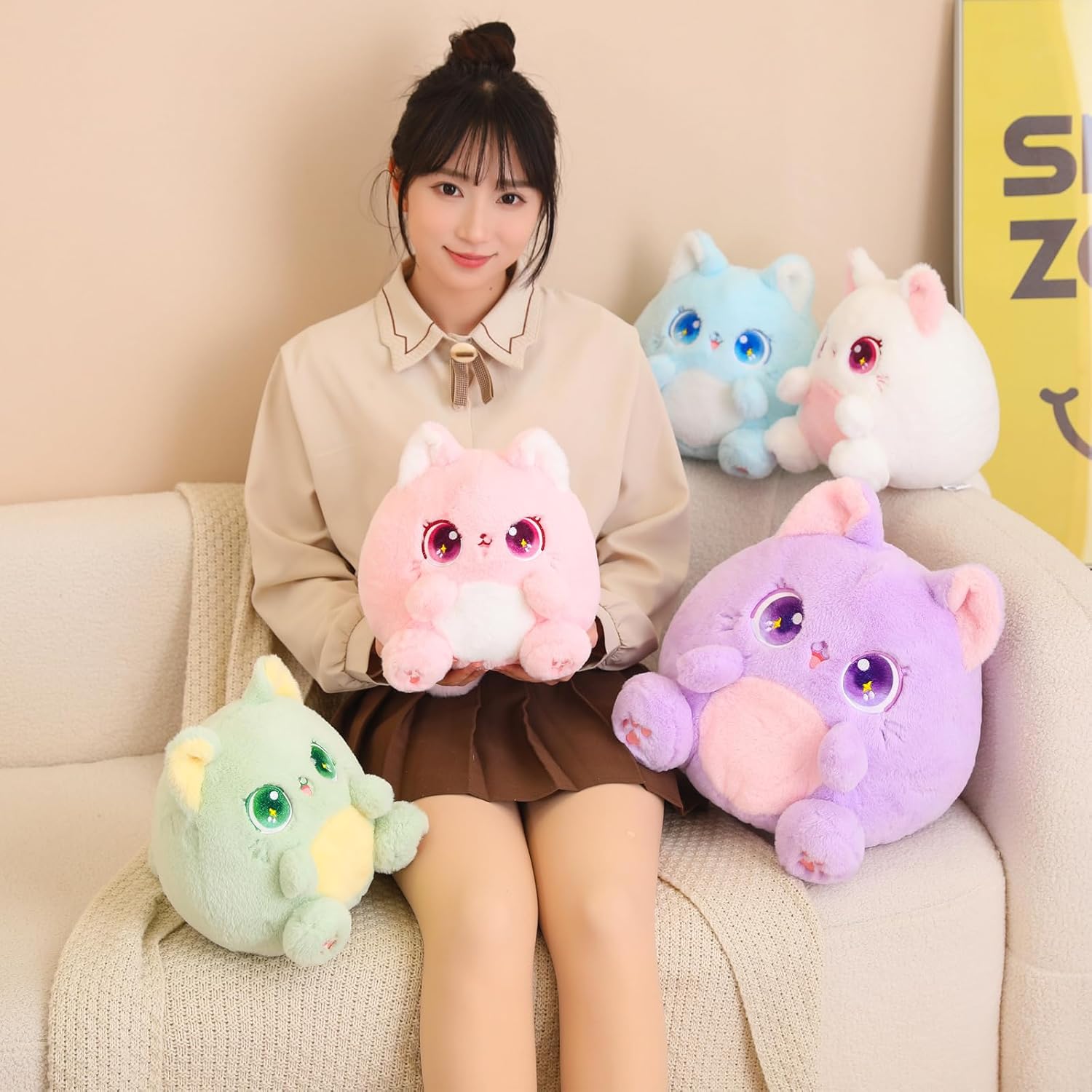 Fat Cat Plush Cute Soft Cat Stuffed Animals Kawaii Stuffed Plush Pillow Toy, Pink, 10 Inch - Image 5