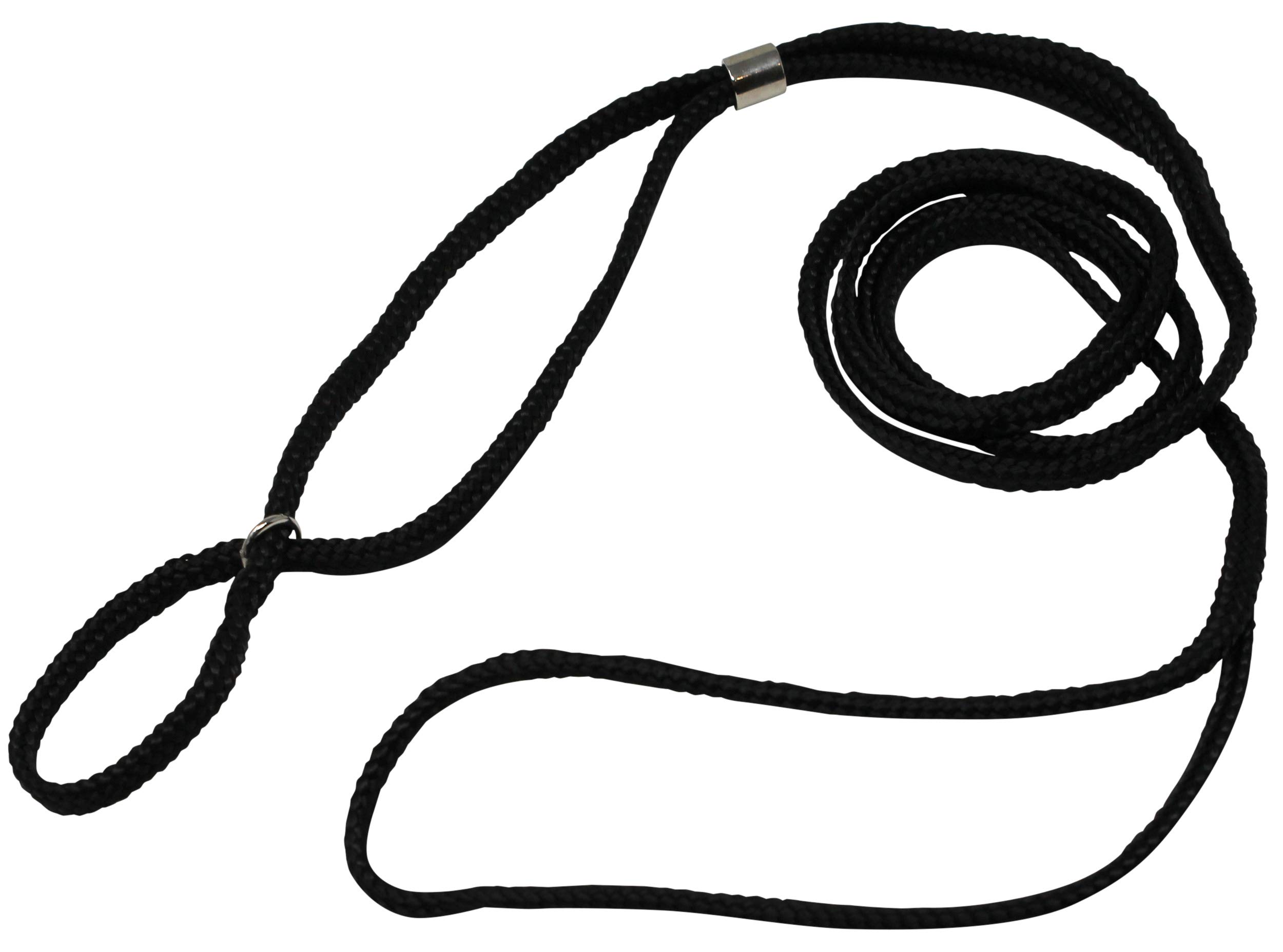 Dog Show Lead Braided Tubular Nylon 52" Long (XSmall: diam 5/32"(4mm), Black)