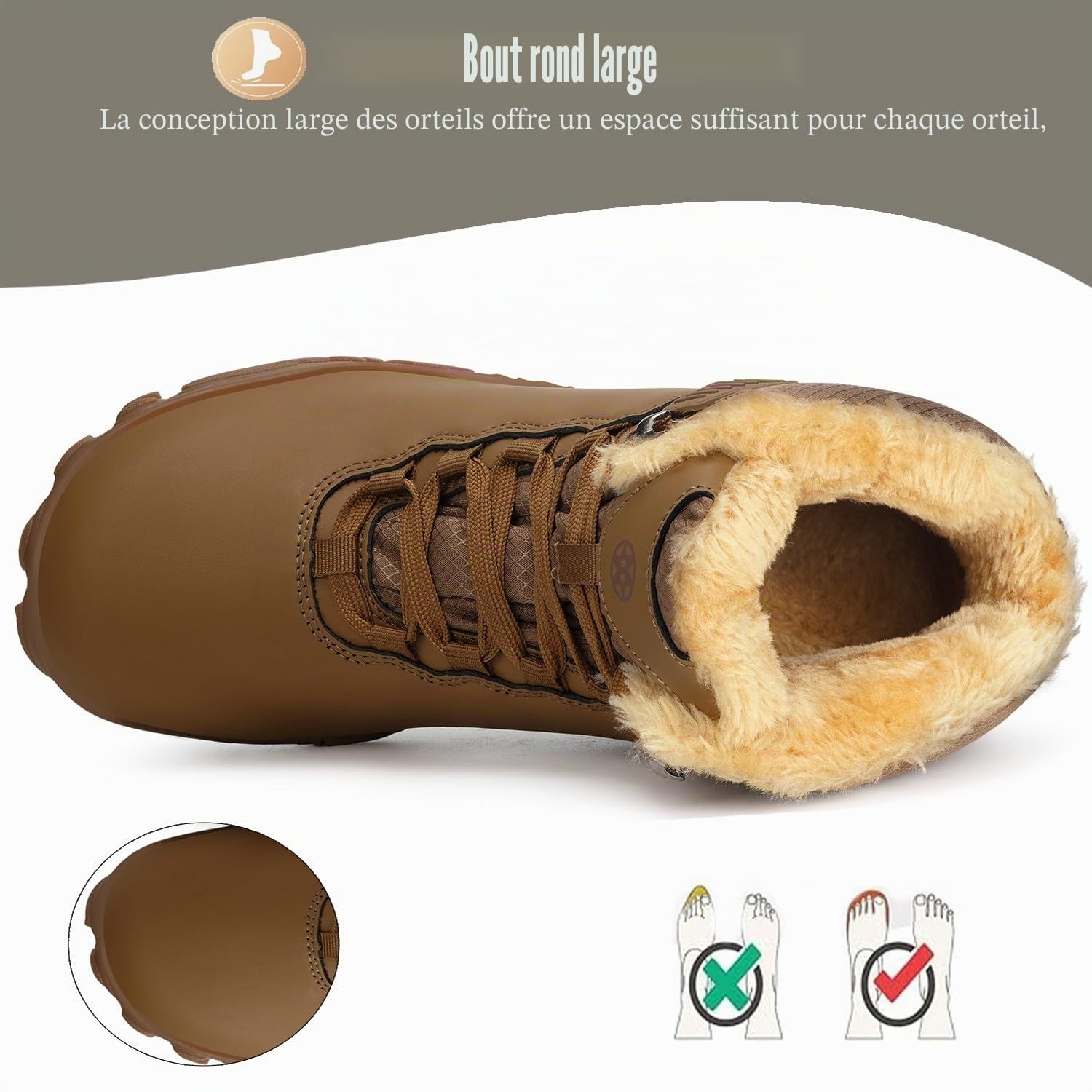 Sisttke Barefoot Bottes Hiver Homme Femme Cuir Imperméable