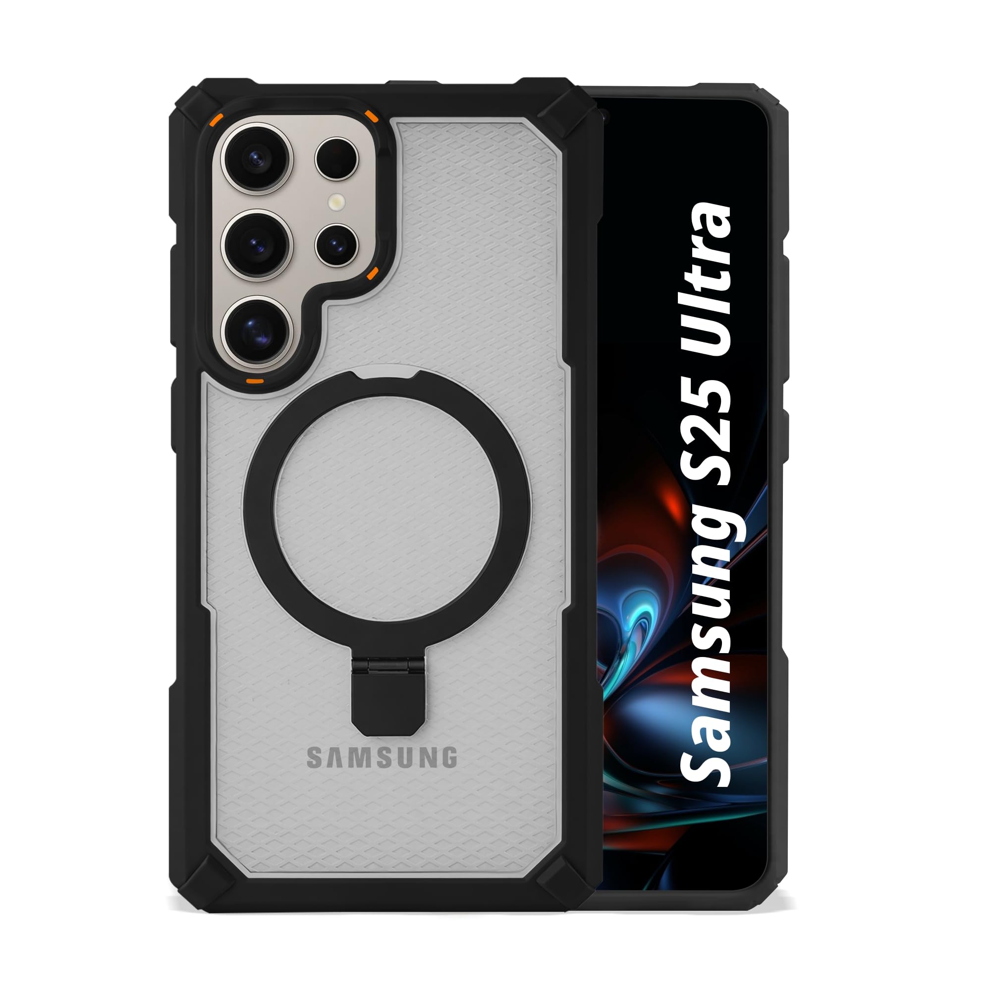 AIBEX Transparent Back Cover Compatible for Samsung Galaxy S24 Ultra|Mag-Saf Magnetic Ring Kickstand |Shockproof Dual Layer Military Grade Drop Protection Armor Case|Wireless Charging Support - Black — Amazon image 23