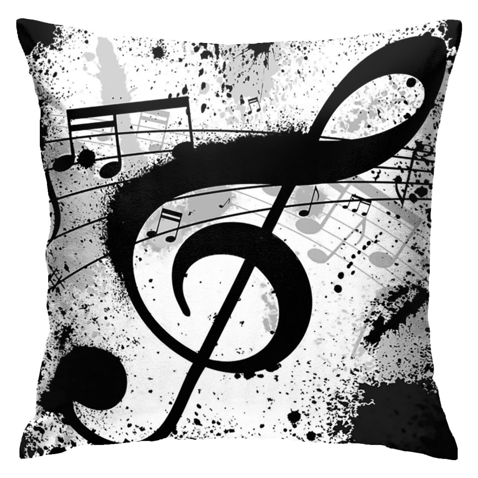 HUYGD Cushion Cover Music Notes, Black And White Antiques 45X45Cm Throw Pillow Cover Fashion Cushion Case Luxury Pillowcase For Sofa Chair Car Decor Bedroom