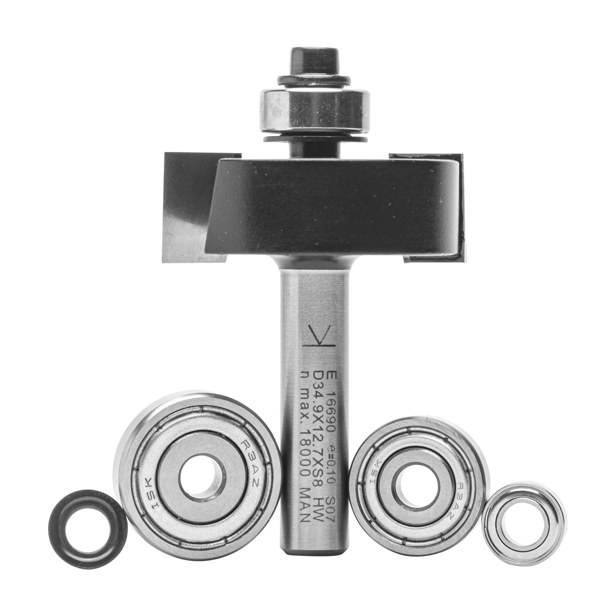 ENT 16690 Set di frese per battute carburo, Gambo (S) 8 mm, diametro (D) 34,9 mm, NL 12,7 mm, diametro 32 mm, con cuscinetto a sfere