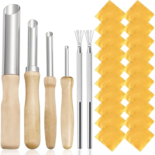 26 pcs Clay Tools, DaKuan Sculpting Tools, Chamois Cloth, Pottery Tools and Supplies, Seven Book Pins, Sculpture Scraper,for Clay Ceramic Production, Carving Modeling