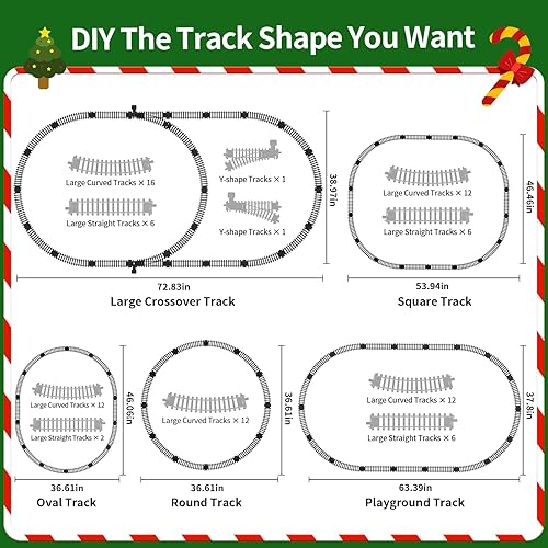 Miniatura 6 de Juego de tren de juguete para niños, juguetes de tren a control remoto con locomotora de humo de 3 vías, 5 vagones de tren, kit de pista de lujo, 12