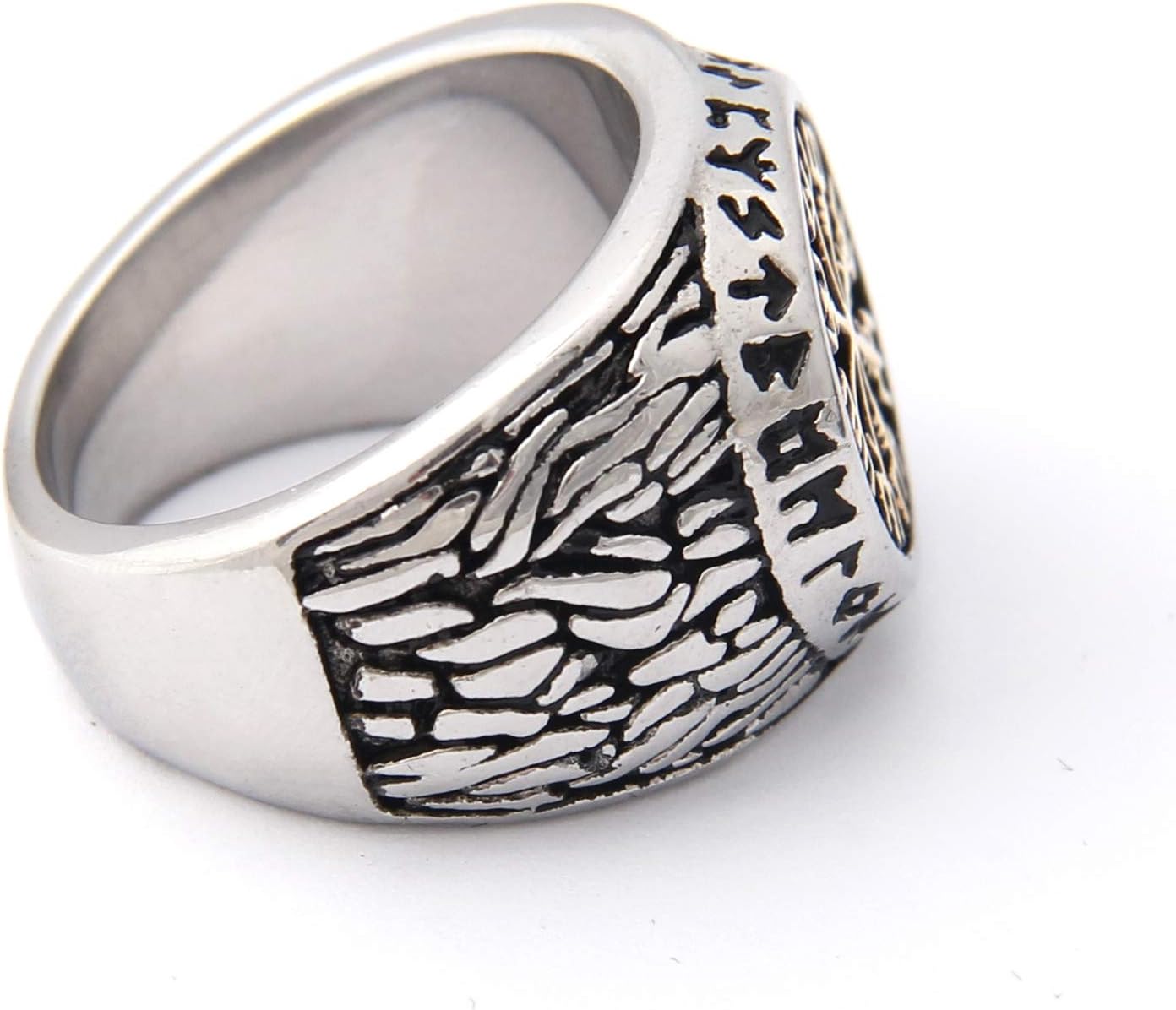 Golden Stainless Steel Viking Compass Vegivisir Ring for Men Women, Norse Pagan Jewelry Ring Viking Rune Beard Beads Gift - Image 3