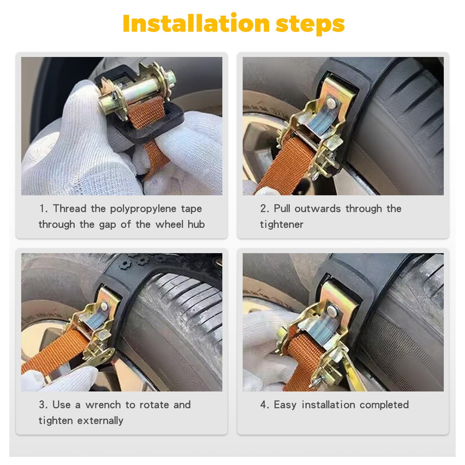 8 Pcs Cadenas Nieve, neumáticos invierno cadenas de seguridad, Juego Universal para Neumáticos Coche anti nieve, fácil instalación, vehículos de Emergencia (Ancho Neumático 165-265mm)