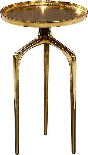 Miniatura 28 de Deco 79 Mesa auxiliar de metal de aluminio inspirada en la bandeja superior con 3 patas de trípode, mesa auxiliar de 16 x 16 x 25 pulgadas, color