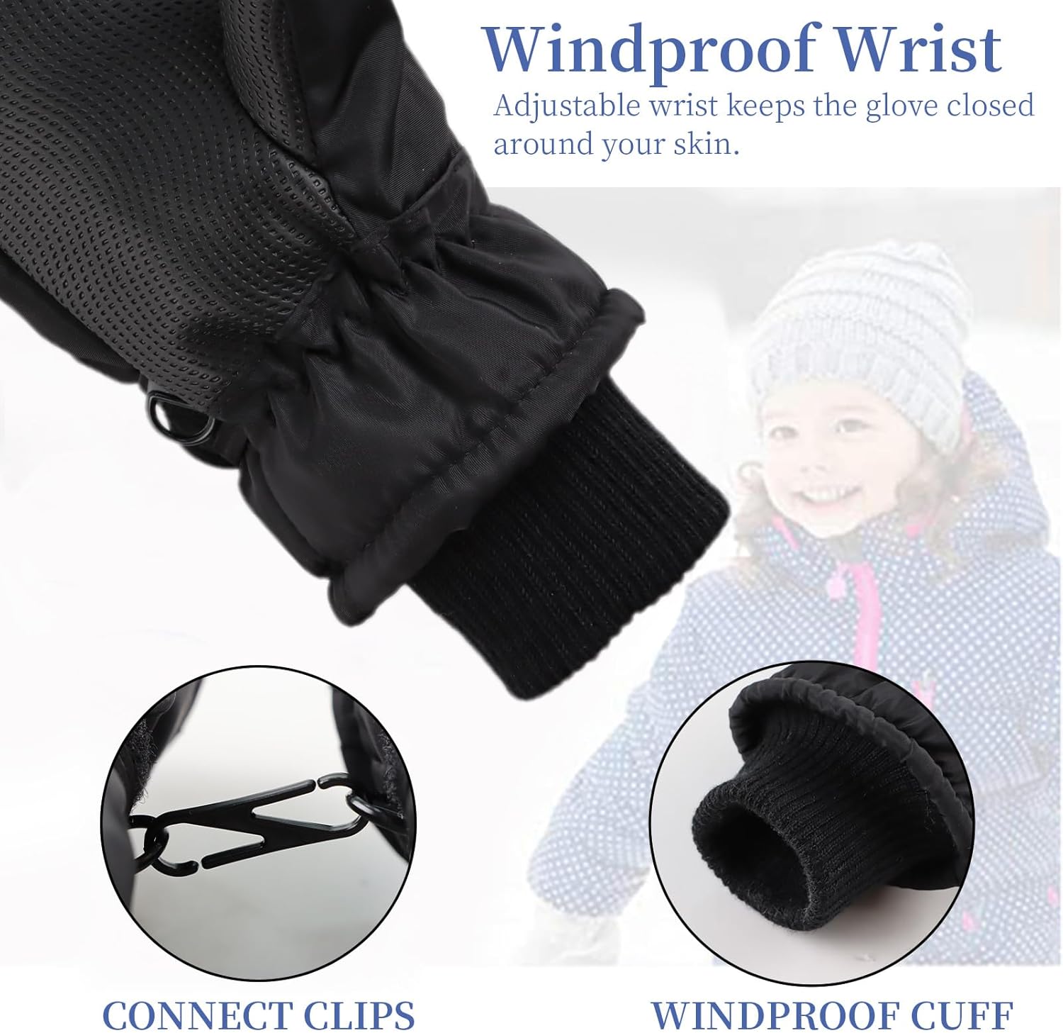 JANGANNSA Winter Toddler Mittens Boys Girls Snow Mitten Fleece Warm Kids Gloves Cold Weather - Image 3