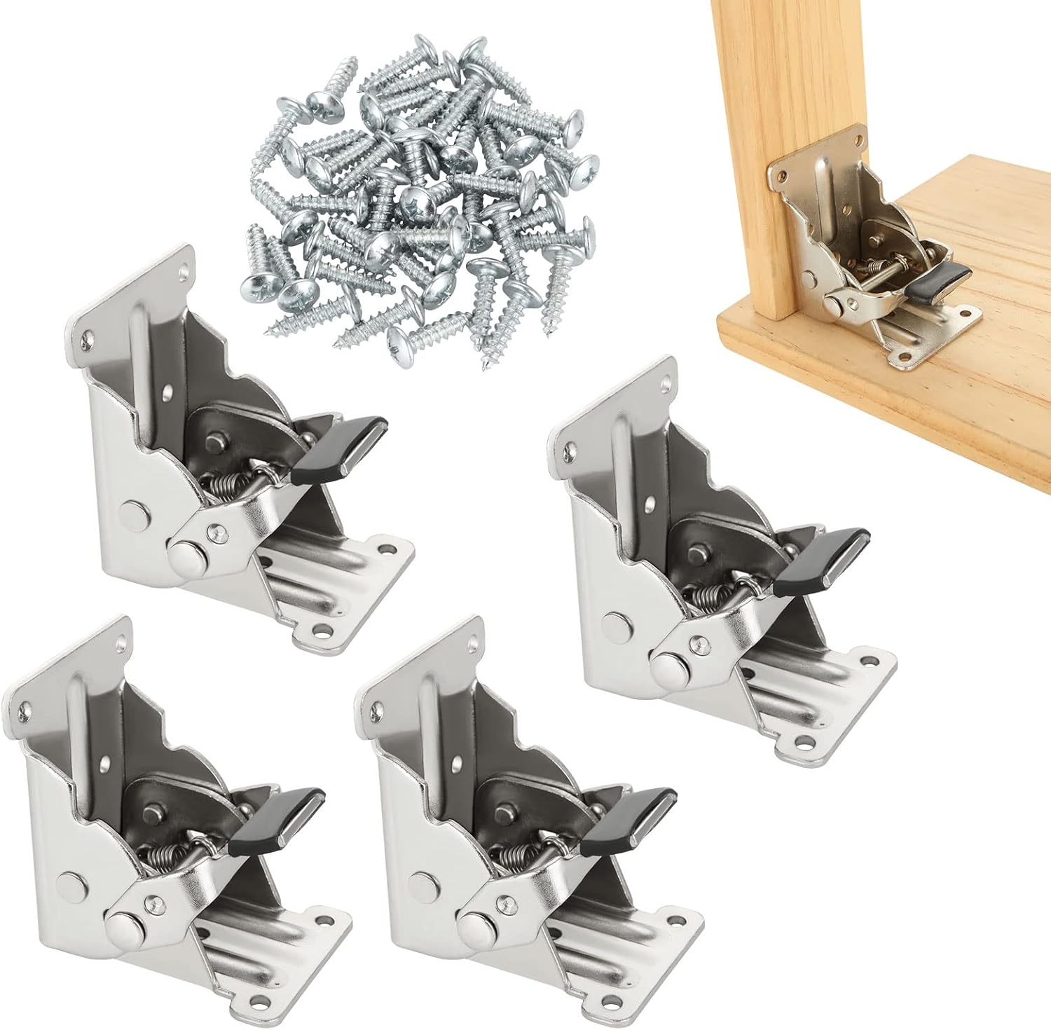 MIVIDE 4PCS Folding Table Legs Brackets, 90 Degree Selflocking Folding