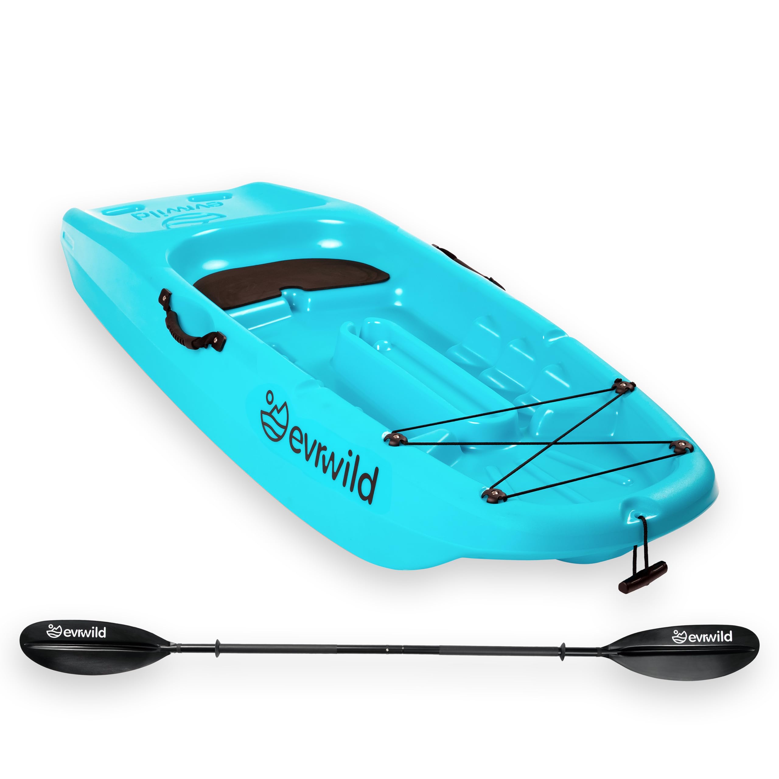 Evrwild Kids 6.5ft Kayak with Paddle, Lightweight Premium & Stable, 3-Level Footrest, Sit On Top for Youth to Teen Up to 130lbs, Blue