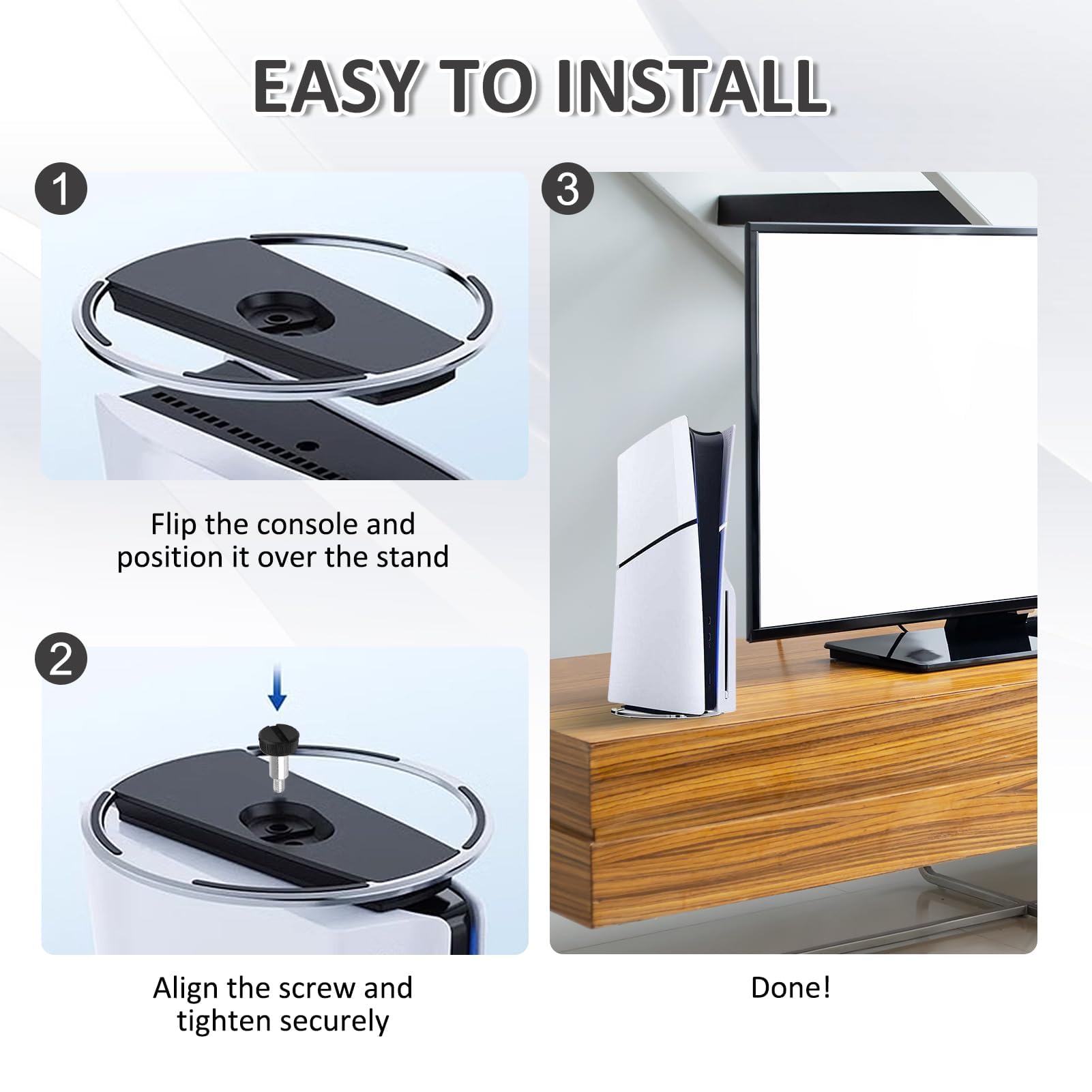 Vertikaler Standfuß für PS5, PS5 Slim, PS5 Pro, Robuster Ständer Vertikaler für PlayStation 5 Konsole, Fuß Kompatibel mit PS5 Konsolen Zubehör, rutschfest und Platzsparend, Schwarz