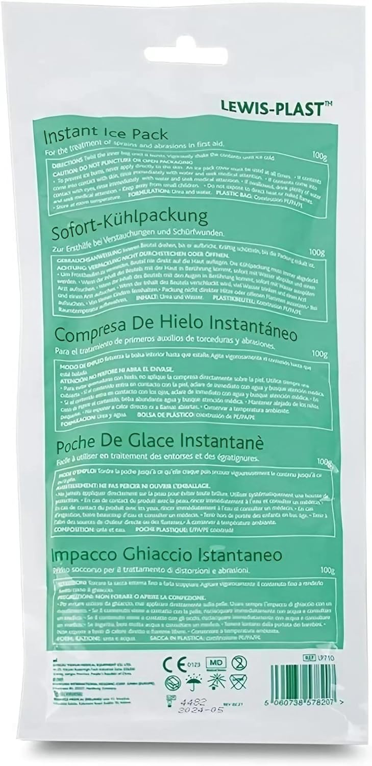 Lewis-Plast Premium Instant Ice Pack – Disposable Cold Therapy Ice Packs, Instant Pain Relief for Back, Neck, Ankle, Sprains, Headaches and Toothache White