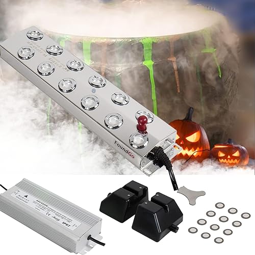 FoundGo Máquina de nebulización ultrasónica con humidificador de aire para estanque con boyaadaptador de corriente de 400 W12 discos de repuesto (12