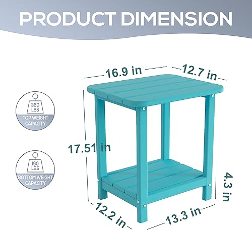 Miniatura 3 de Sundale Outdoor Adirondack - Mesa auxiliar pequeña de 2 niveles para patio, mesa auxiliar rectangular de polietileno de alta densidad resistente al