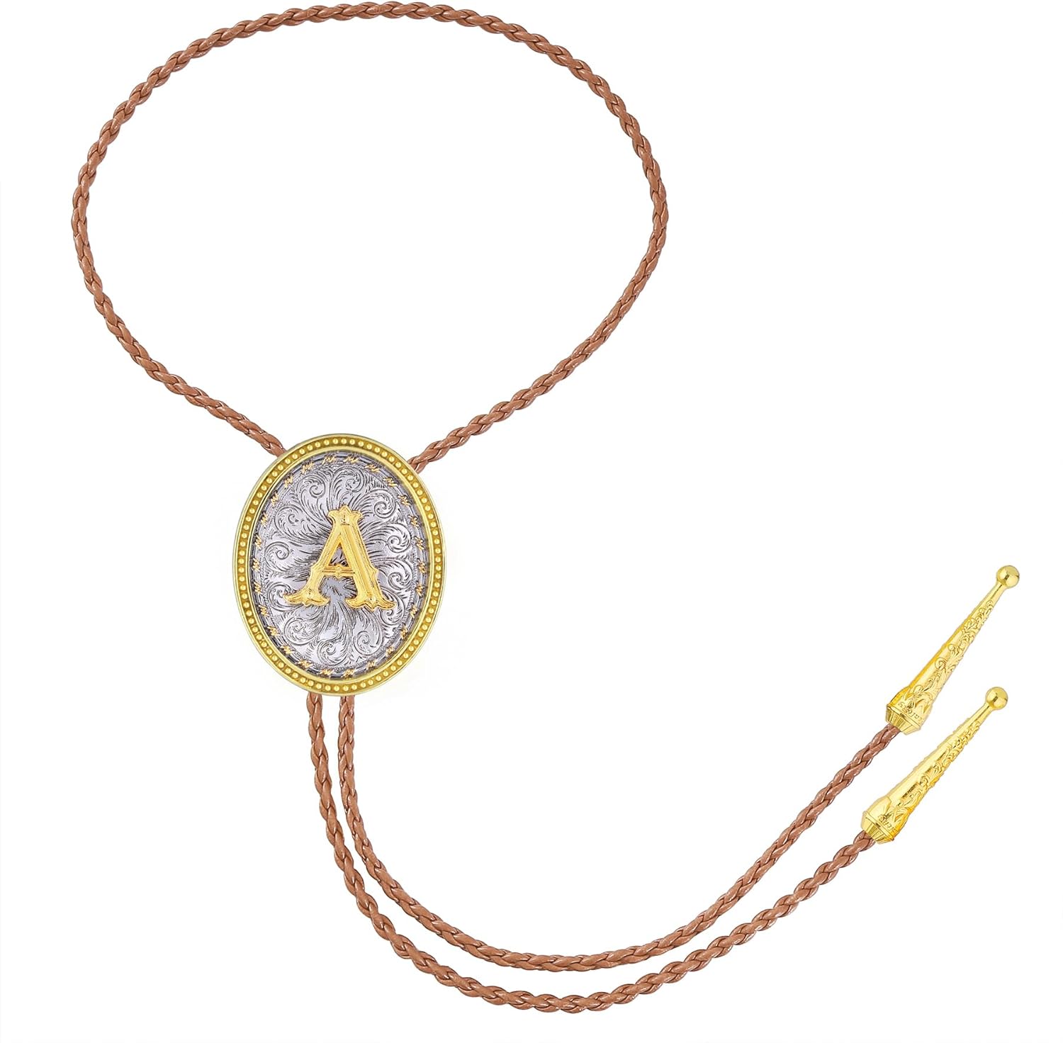 Bolo Tie for Men Women Initial Western Cowboy Gold Tie Leather Necktie Necklace Western Gift Cowboy Accessories - Image 5
