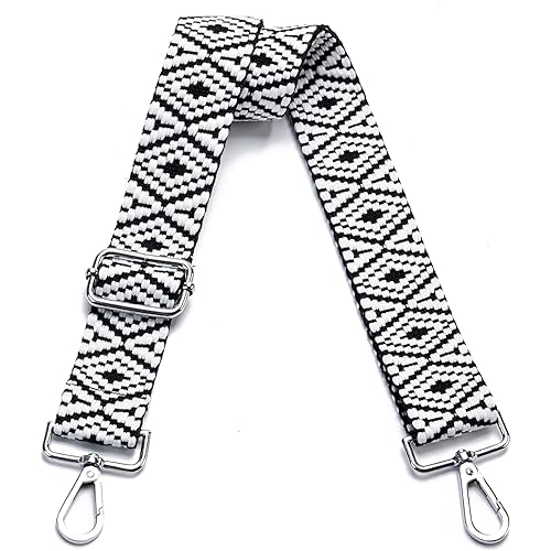 Wide Purse Strap Adjustable Replacement Crossbody Bag Strap Silver Hardware Shoulder Straps for Canvas Tote Handbags