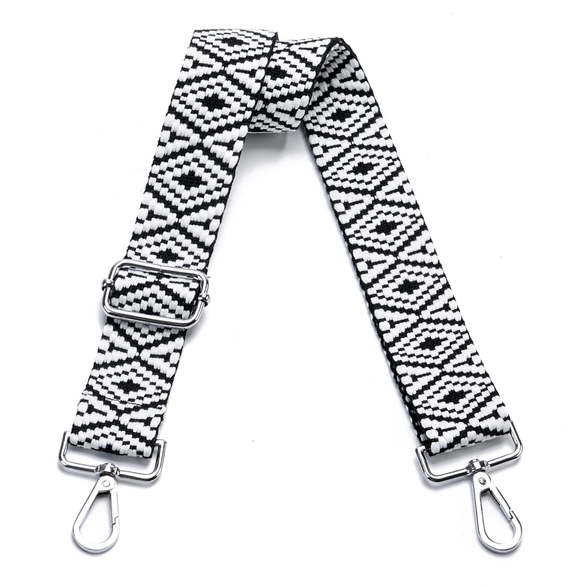 Wide Purse Strap Adjustable Replacement Crossbody Bag Strap Silver Hardware Shoulder Straps