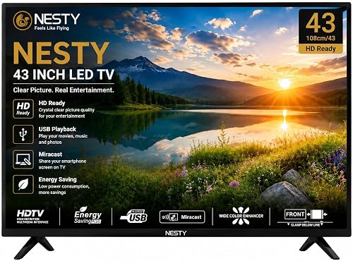NESTY 43 Inch Full HD LED TV with USB Playback, HDMI Connectivity and Stereo Audio