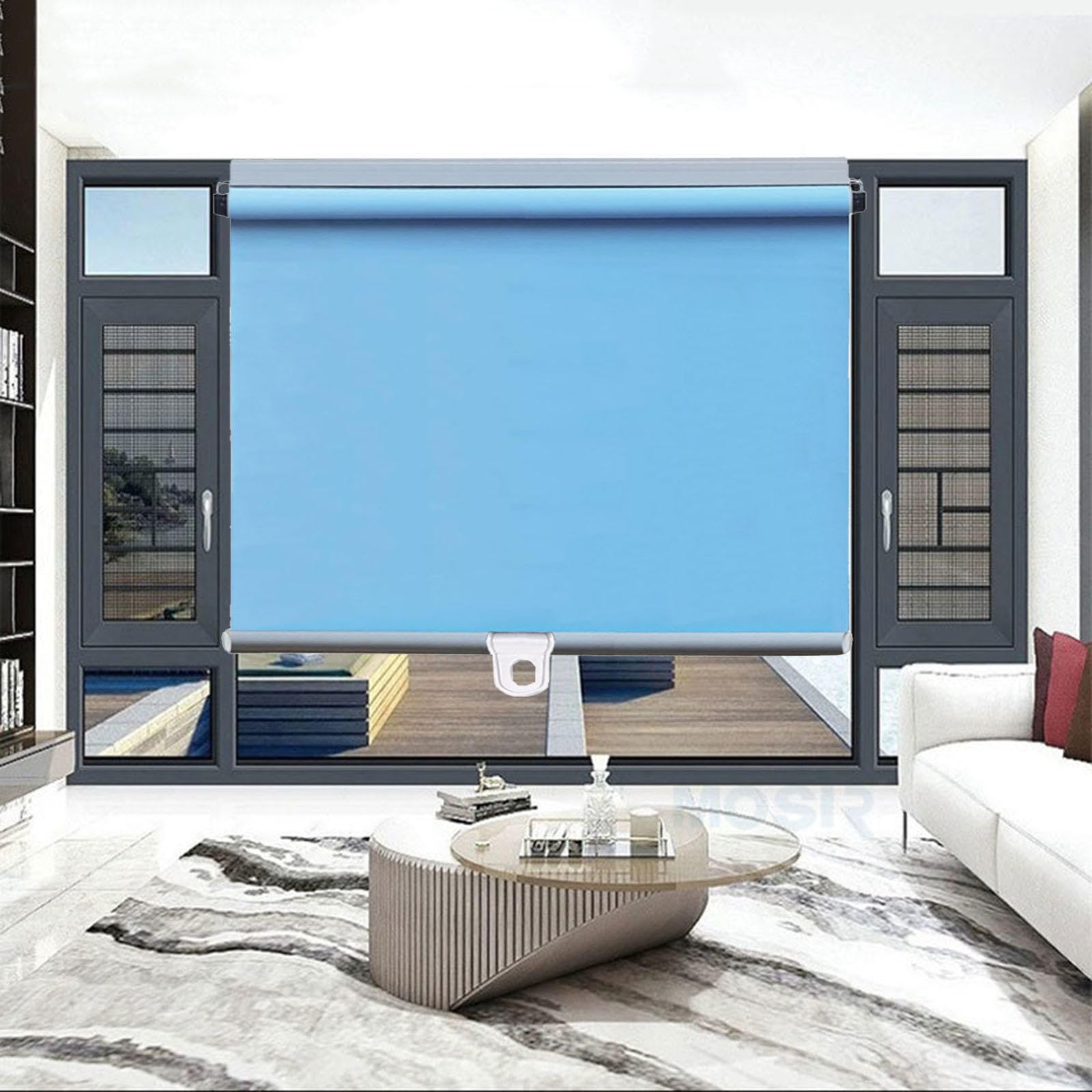 Blackout Roller Shades,Sunshade Roller Blinds 40cm 50cm 70cm 80cm 100cm 145cm 150cm Wide,Privacy Curtains,Temporary Blinds,Retractable Balcony Sun Shades,for Doors Windows,Blue-50×165cm(20*65in)