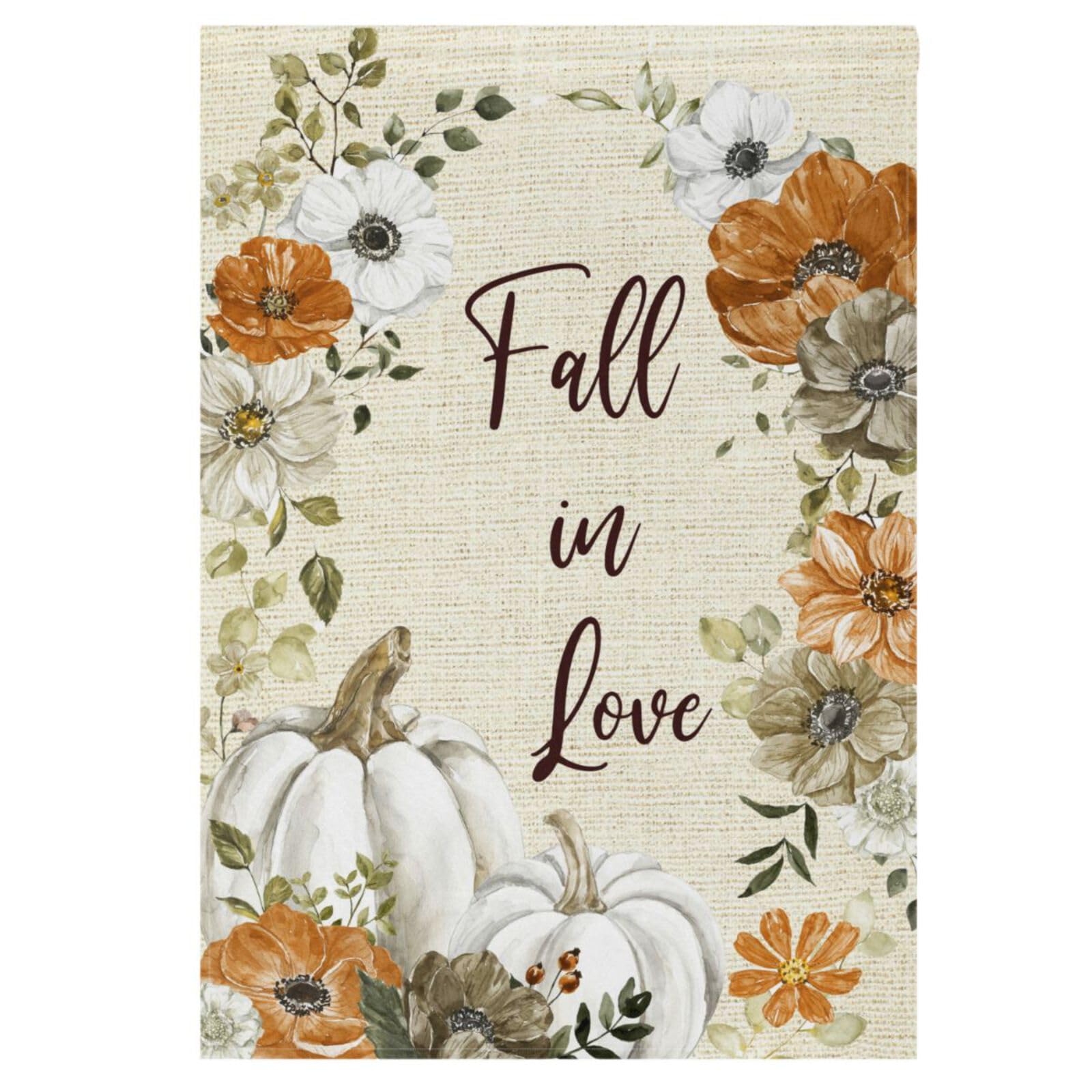 Pfrewn Rustic Watercolor Pumpkins Garden Flag 12 x 18 Double Sided Welcome Fall Autumn Harvest Thanksgiving Flowers Leaves House Yard Flags Outdoor Indoor Seasonal Banner Farmhouse Country Decor