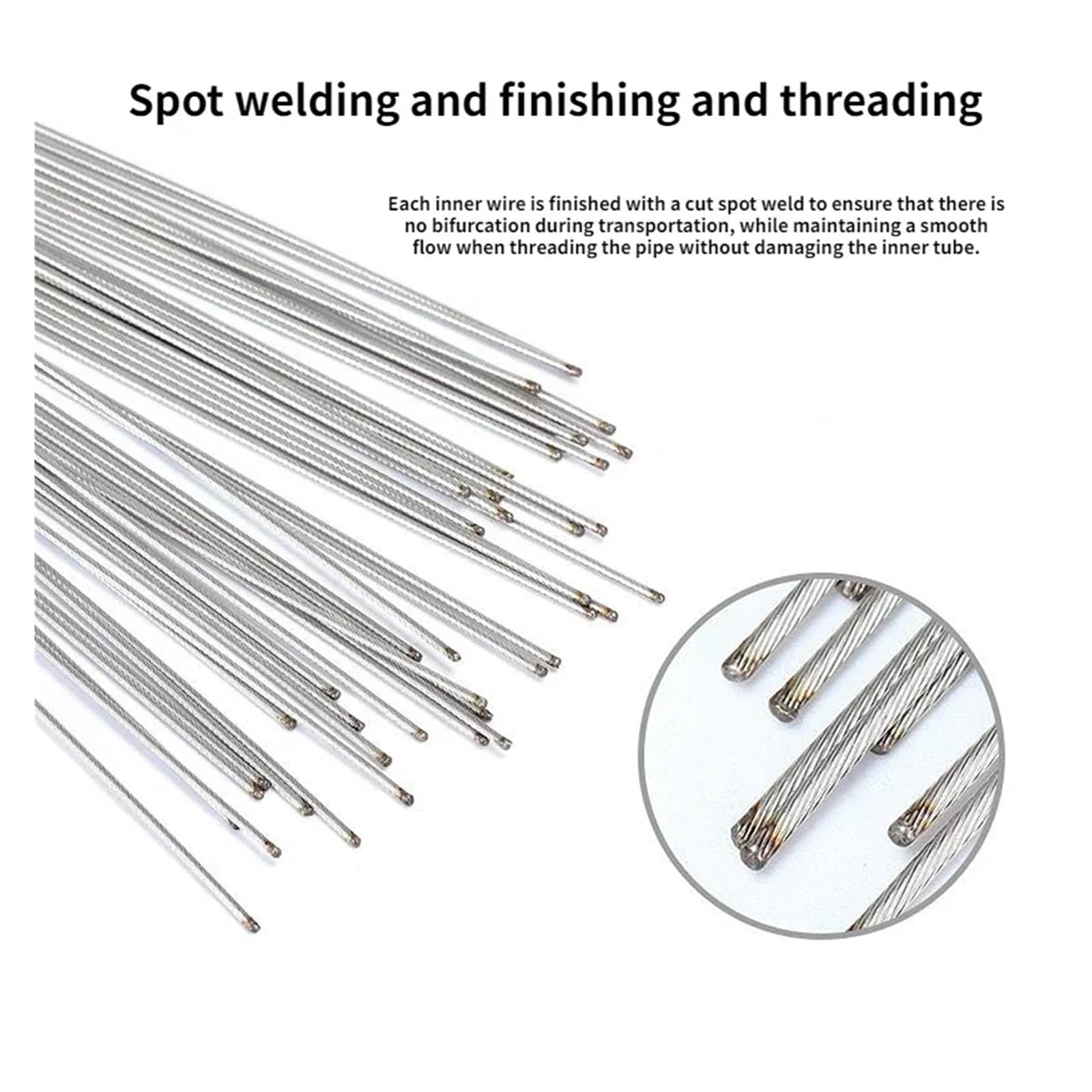 Bremszug Fahrrad 5/10pcs 2Meter Bicycle Brake Line Speed Fixed Gear Shifter Cable Set Core Inner Wire for Bike(50pcs Brake-Shift)