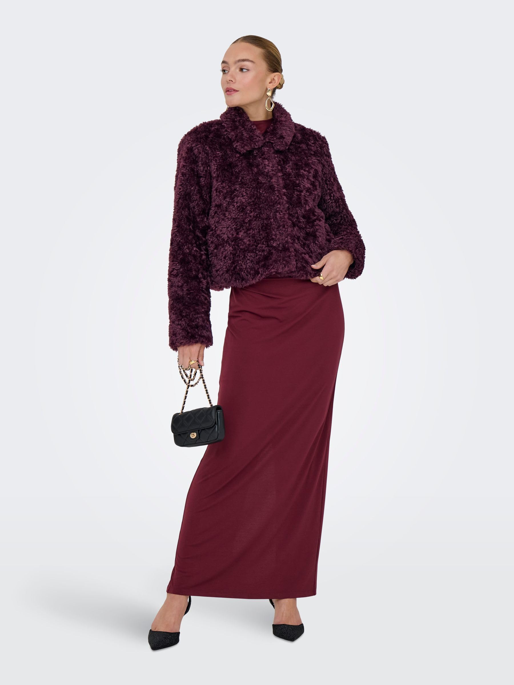 Only Onlginny Short Teddy Jacket OTW, Mauve Wine, X_s, Mauve Wine, S
