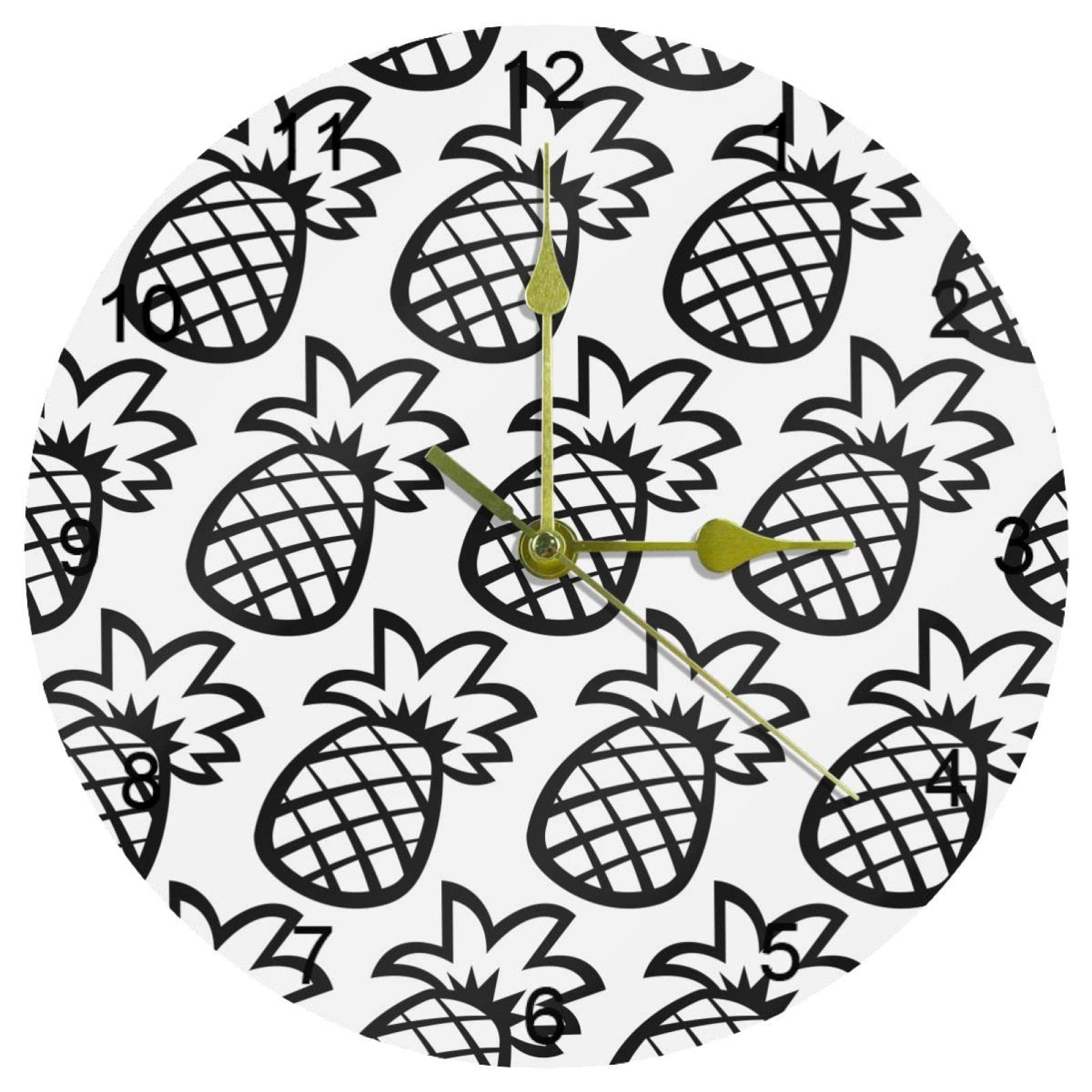 Horloge murale cuisine et maison au motif ananas moderne de 25cm