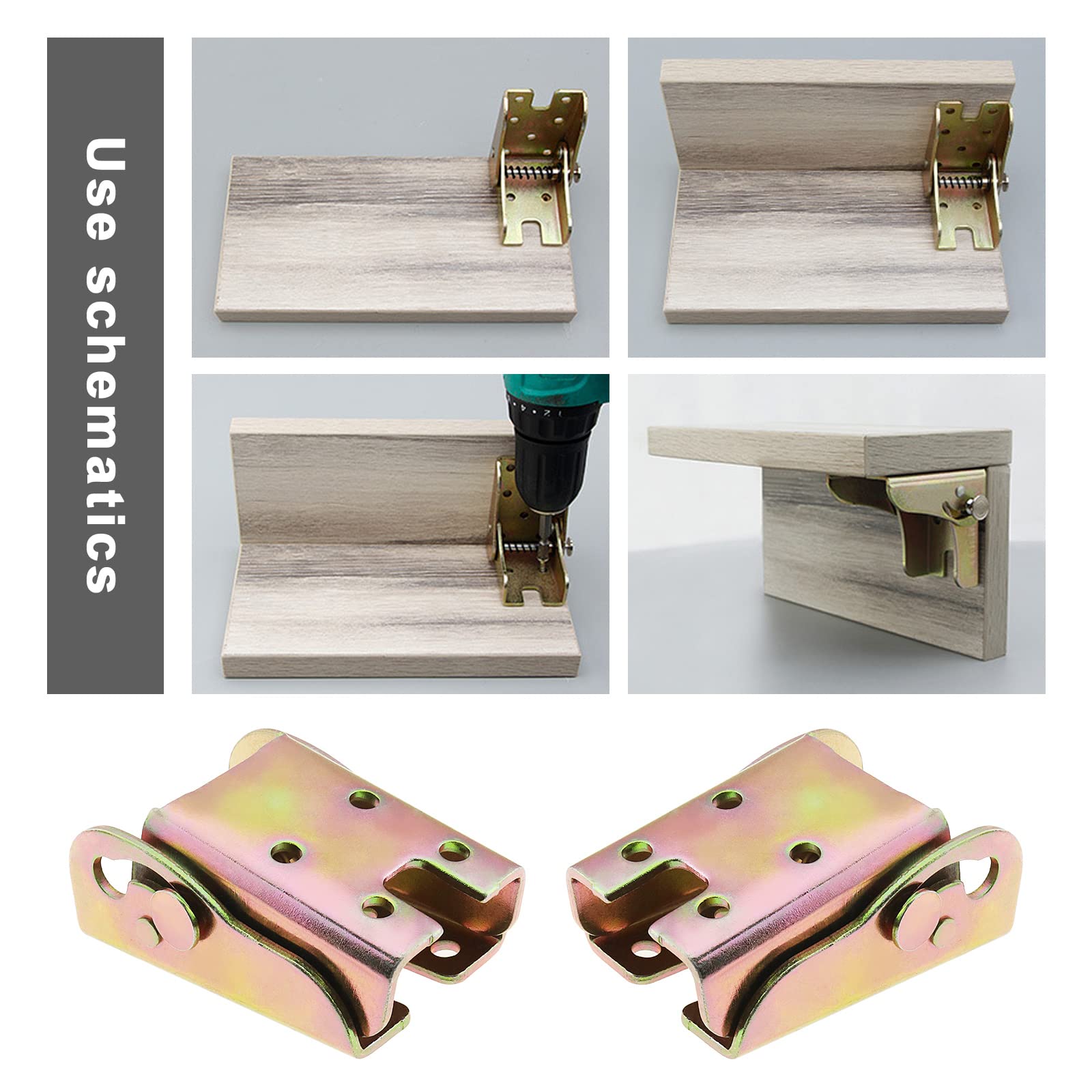 EMSea 4Pcs Foldable Support Bracket Replacement Metal Support Frame-self-Locking Hinges Accessories for Furniture Legs Sofas Tables Colourful - Image 2