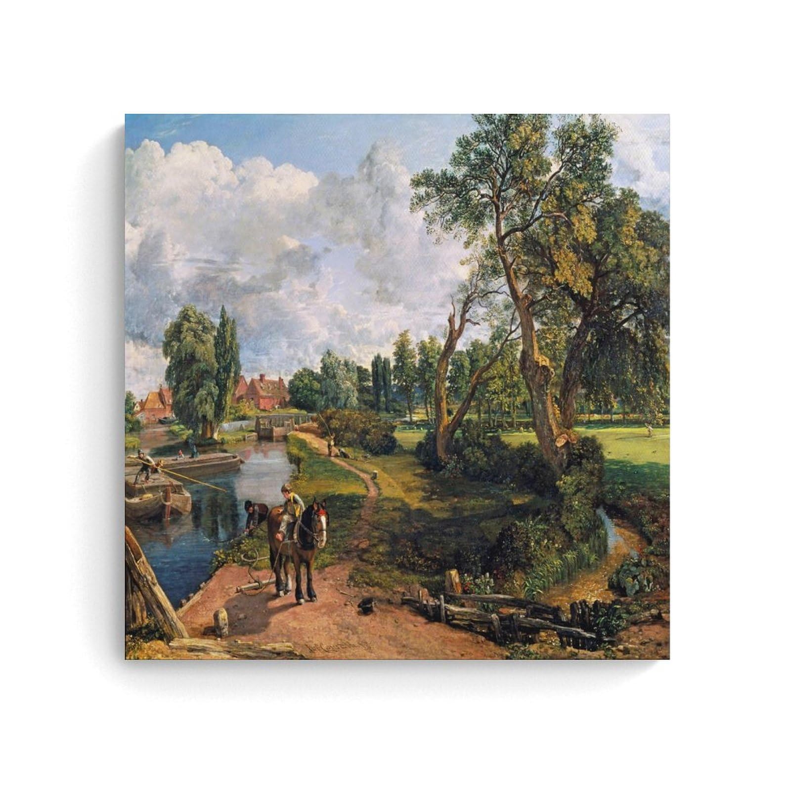 John Constable Painters' Works「Flatford Mill」Printed Canvas Poster Wall Art Painting Canvas Gift Living Room Prints Bedroom Decor Artworks 16x16inch(40x40cm)