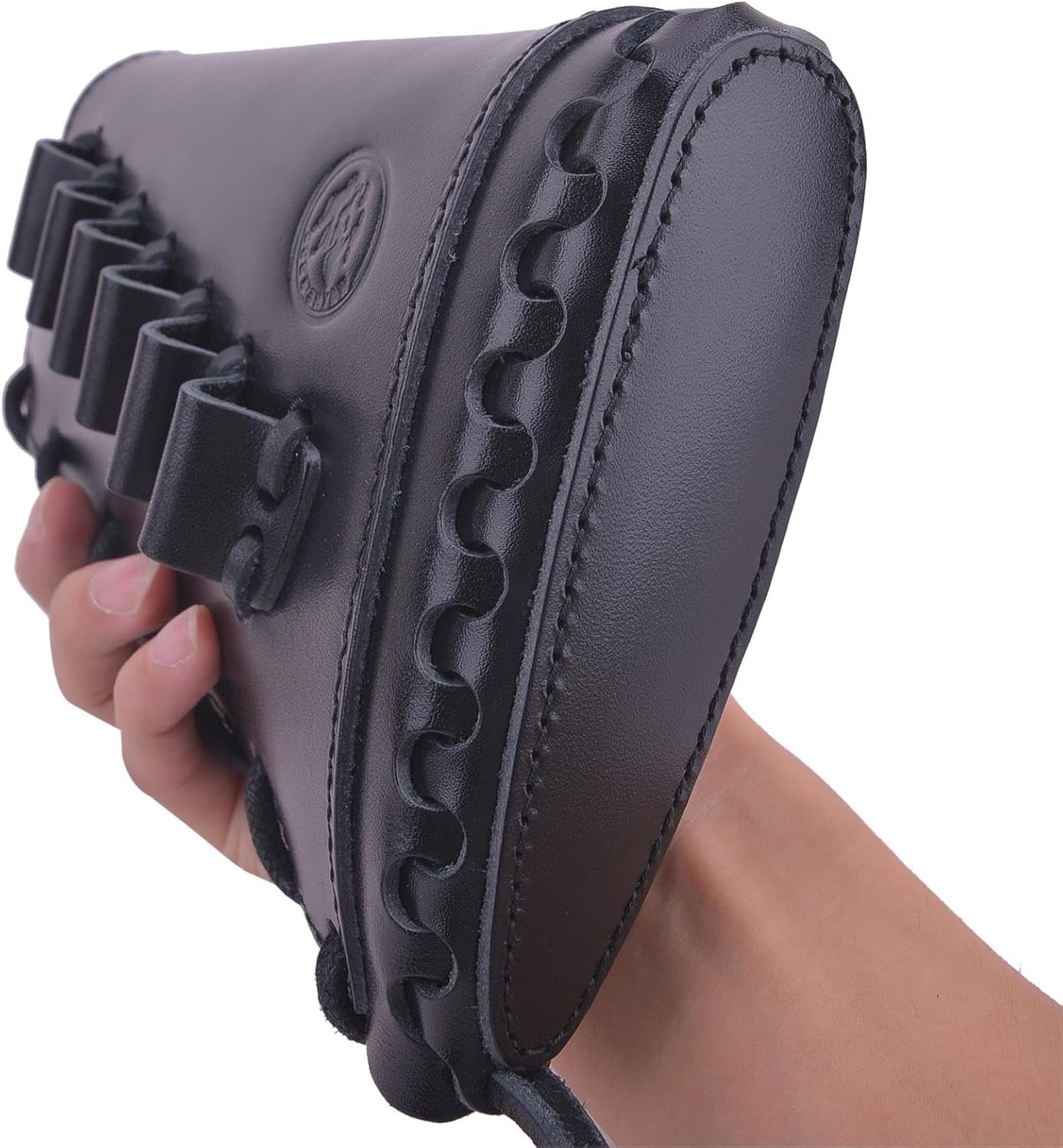 Full Grain Cowhide Leather Rifle Buttstock Ammo with Cartridge Holder for .45-70 308 30-06, Hand Stiched Ammo Sleeve