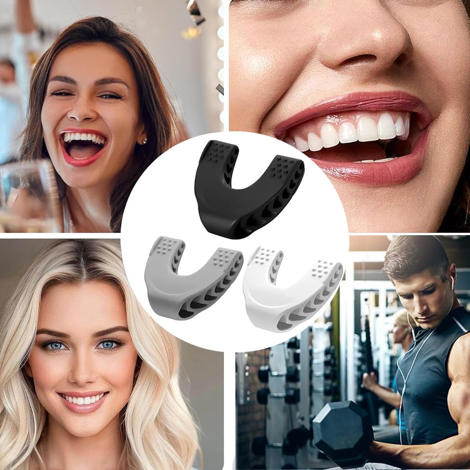 Exerciseur de Mâchoire en Silicone, Jawline Trainer, 3 Pièces