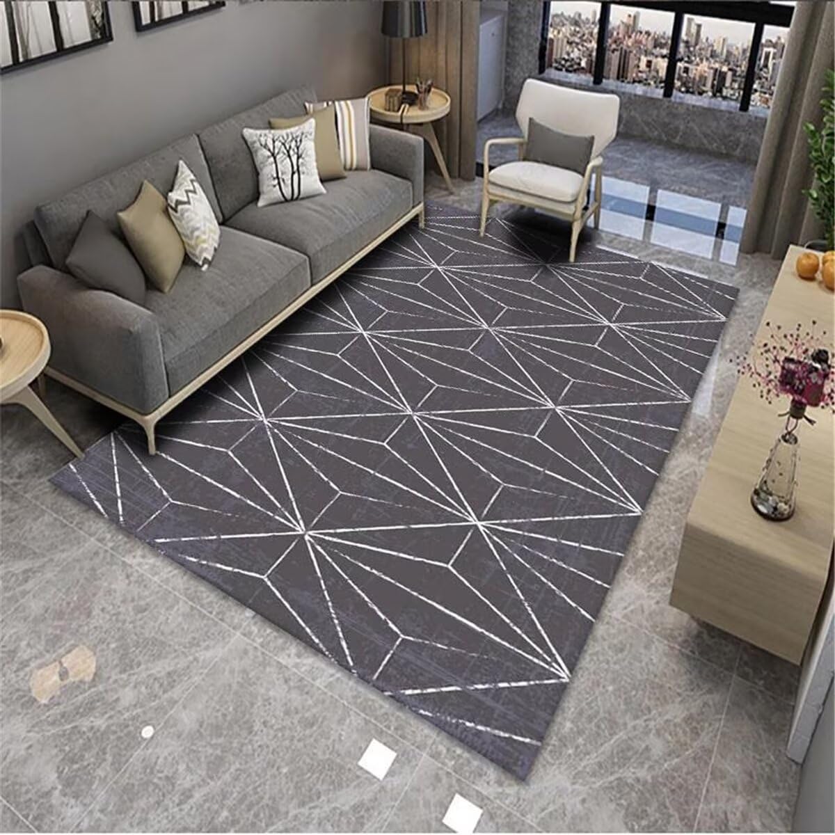 Accessoires de chambre rectangulaires tapis gris élégant 80X150 pour salon