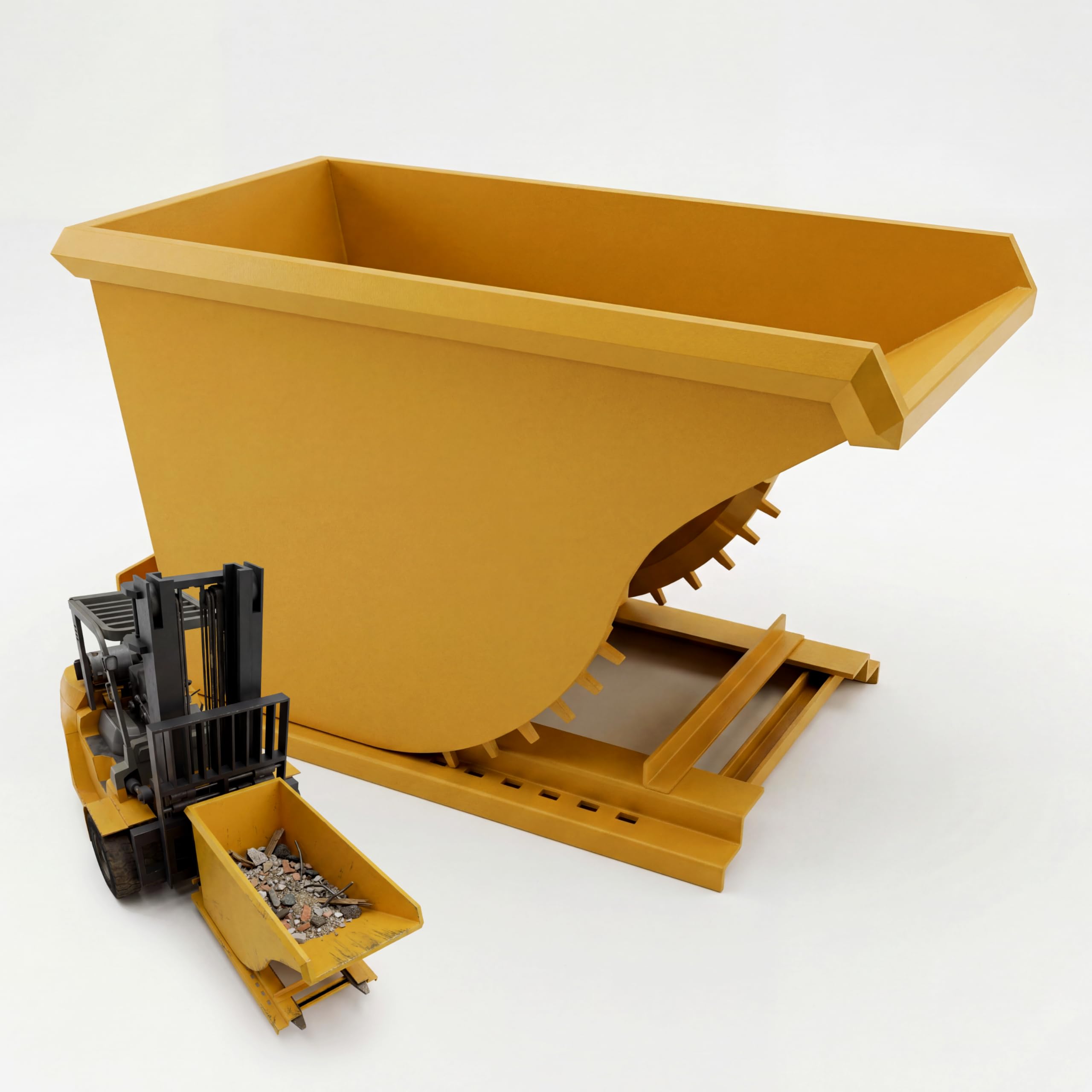 Apex Heavy Duty Self-Dumping Hopper, 1.5 Cubic Yard Capacity, 6000 lb Load Rating, Reinforced Steel Tilt Skip with Watertight MIG-Welded Body for High