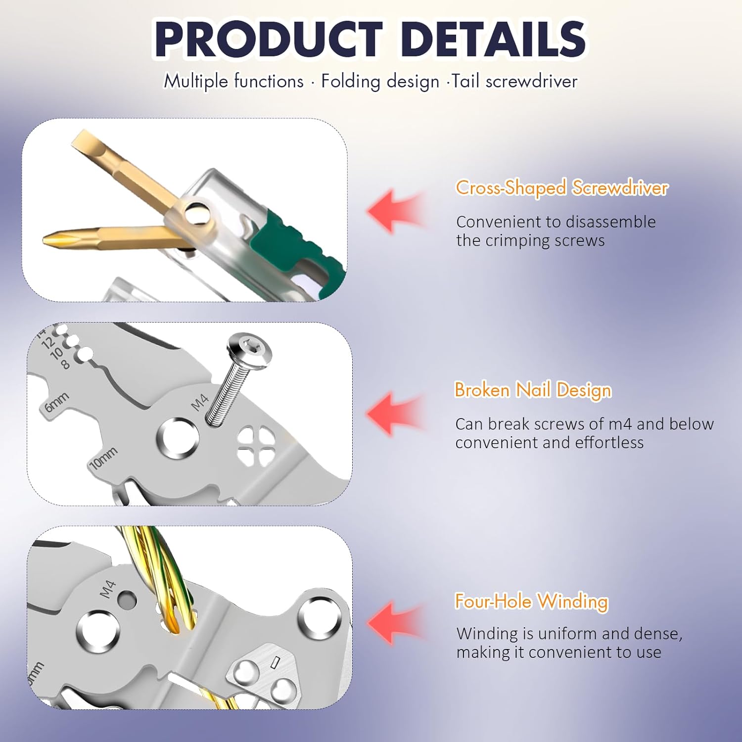 8 in 1 Foldable Ｗire Stripper, 2025 New Multifunctional Wire Strippers with Voltage Detector, Wire Stripping Pliers for Cutting And Pulling Wires Cable, Cable Cutters with Plier, Crimper (B-1 Pcs)