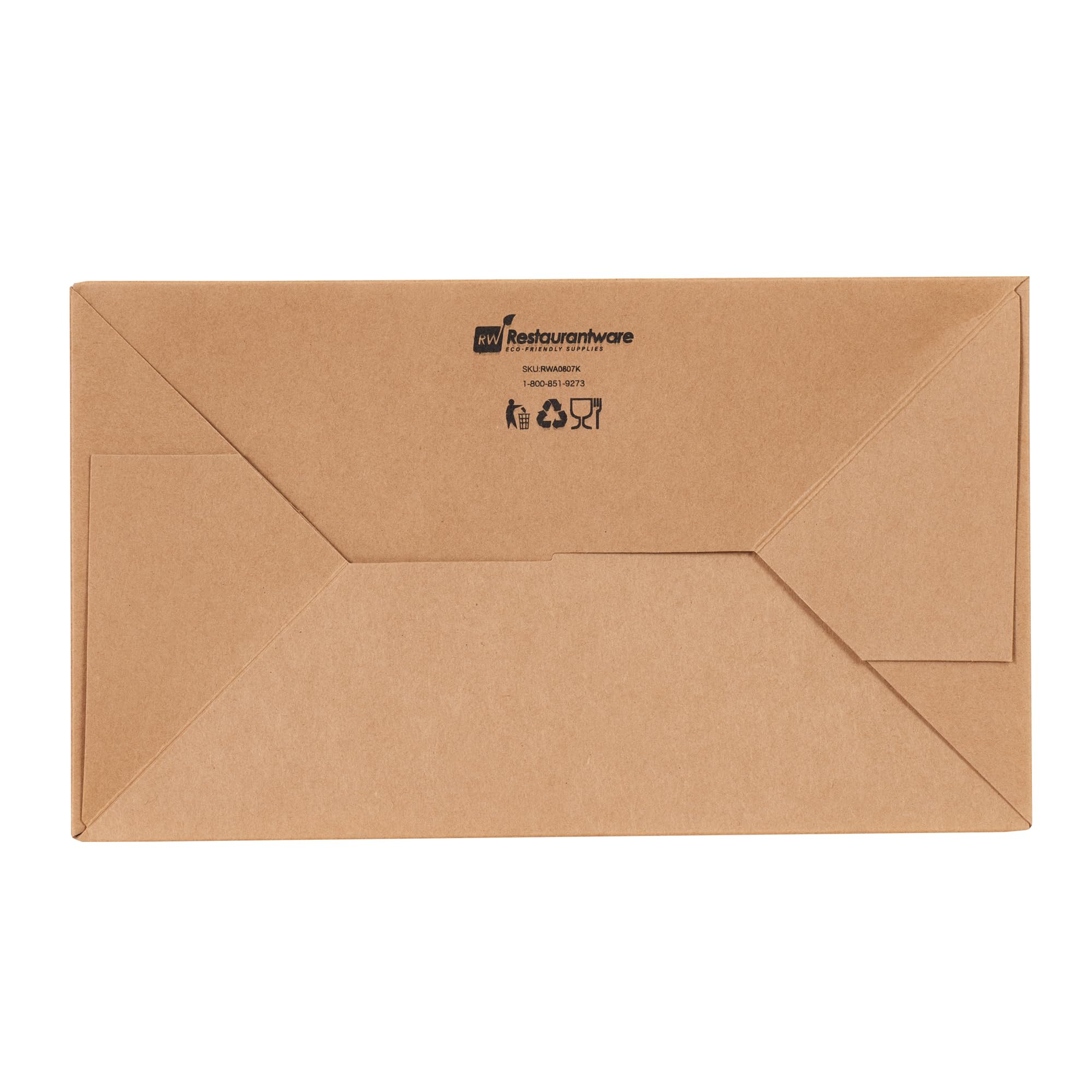 Restaurantware Bio Tek - Cajas de regalo de 10.2 x 5.9 x 6.9 pulgadas con asas, 100 cajas rectangulares a dos aguas, con pestaña segura, cajas de cartón kraft resistentes a la grasa, reciclables
