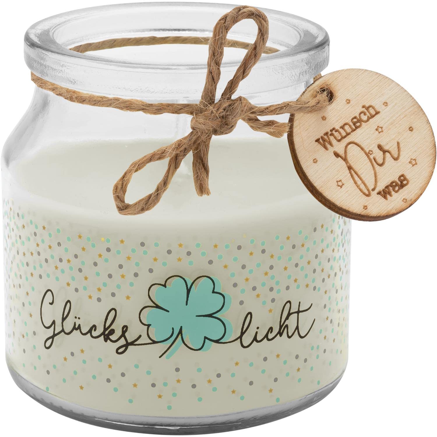 GRUSS & CO Duftkerze Im Glas – Vanilleduft, Motiv „Oh Du Fröhliche“, 7 Cm Hoch, 6,7 Cm Durchmesser, Mit Holz-Anhänger
