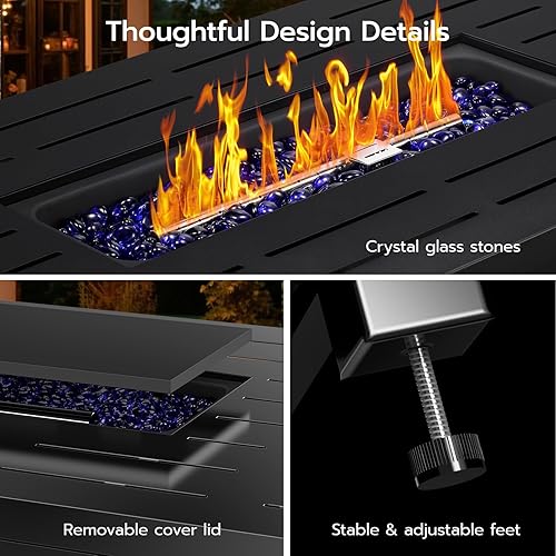 Miniatura 10 de Xbeauty Mesa para fogata de propano, mesa de fuego de gas para exteriores, mesa de fuego de encendido automático de 40,000 BTU con tapa, cubierta