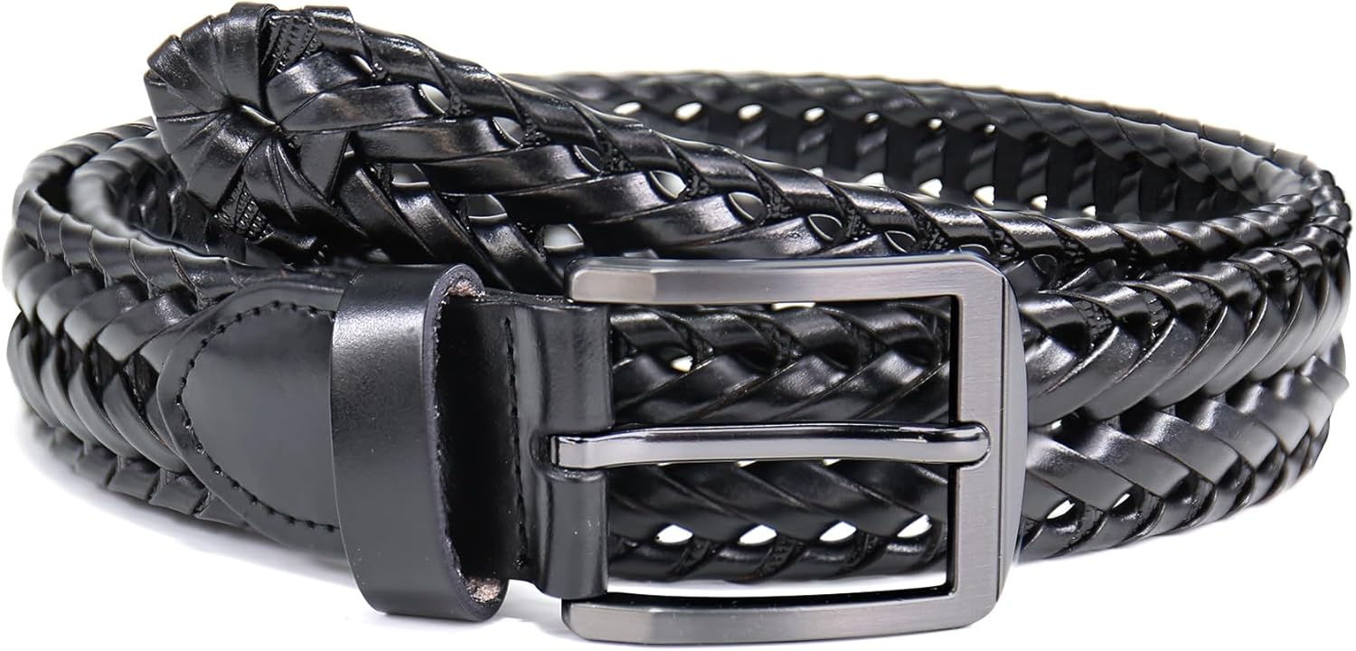 Mens Braided Leather Belt Everyday Casual Woven Belts for Men Fit Casual Golf Pants Jeans - Image 2