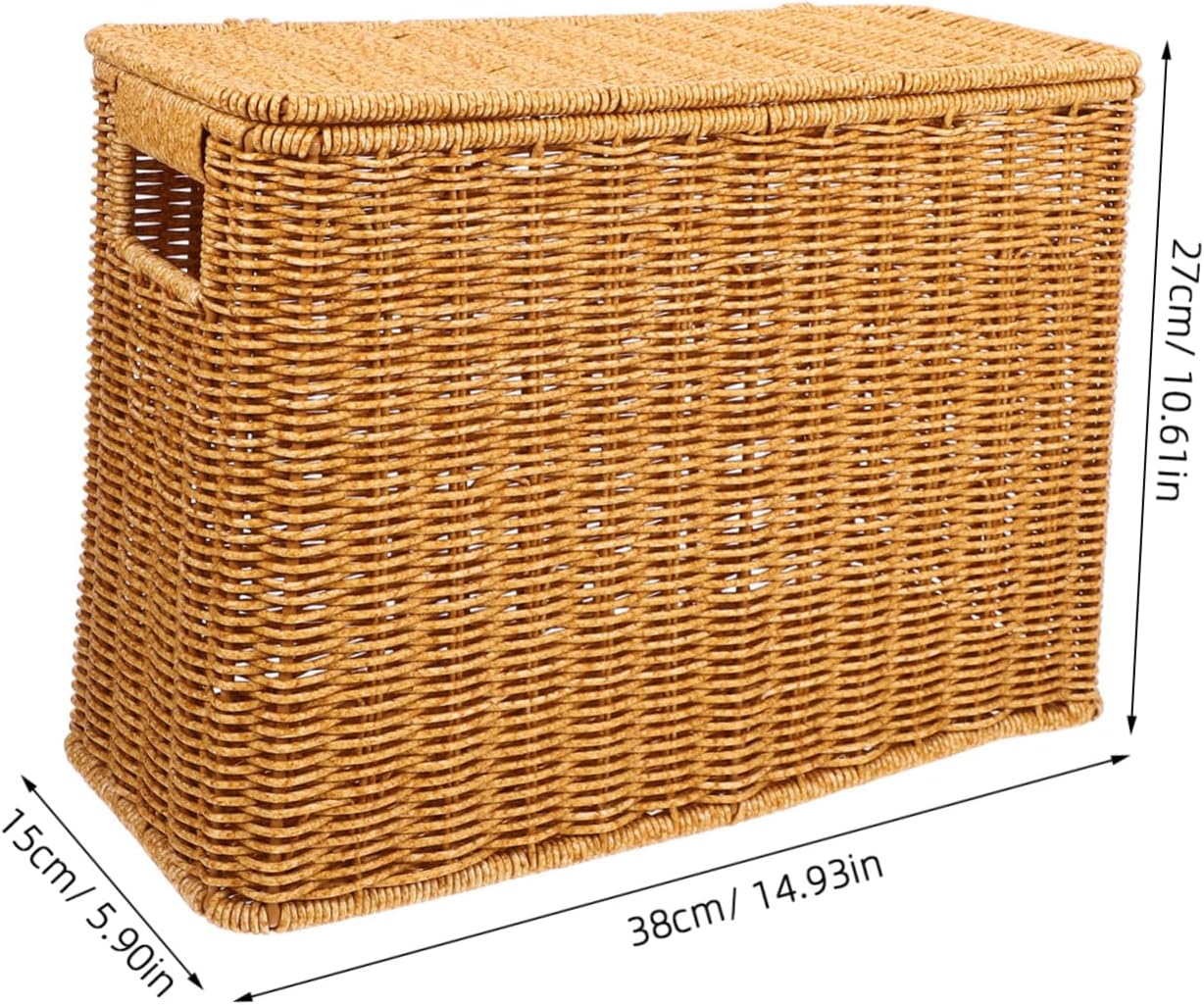 GLEAVI Woven Storage Basket Lid and Handle Narrow Design Decorative Container for Organizing Toys Magazines and Sundries for Home and Outdoor Use