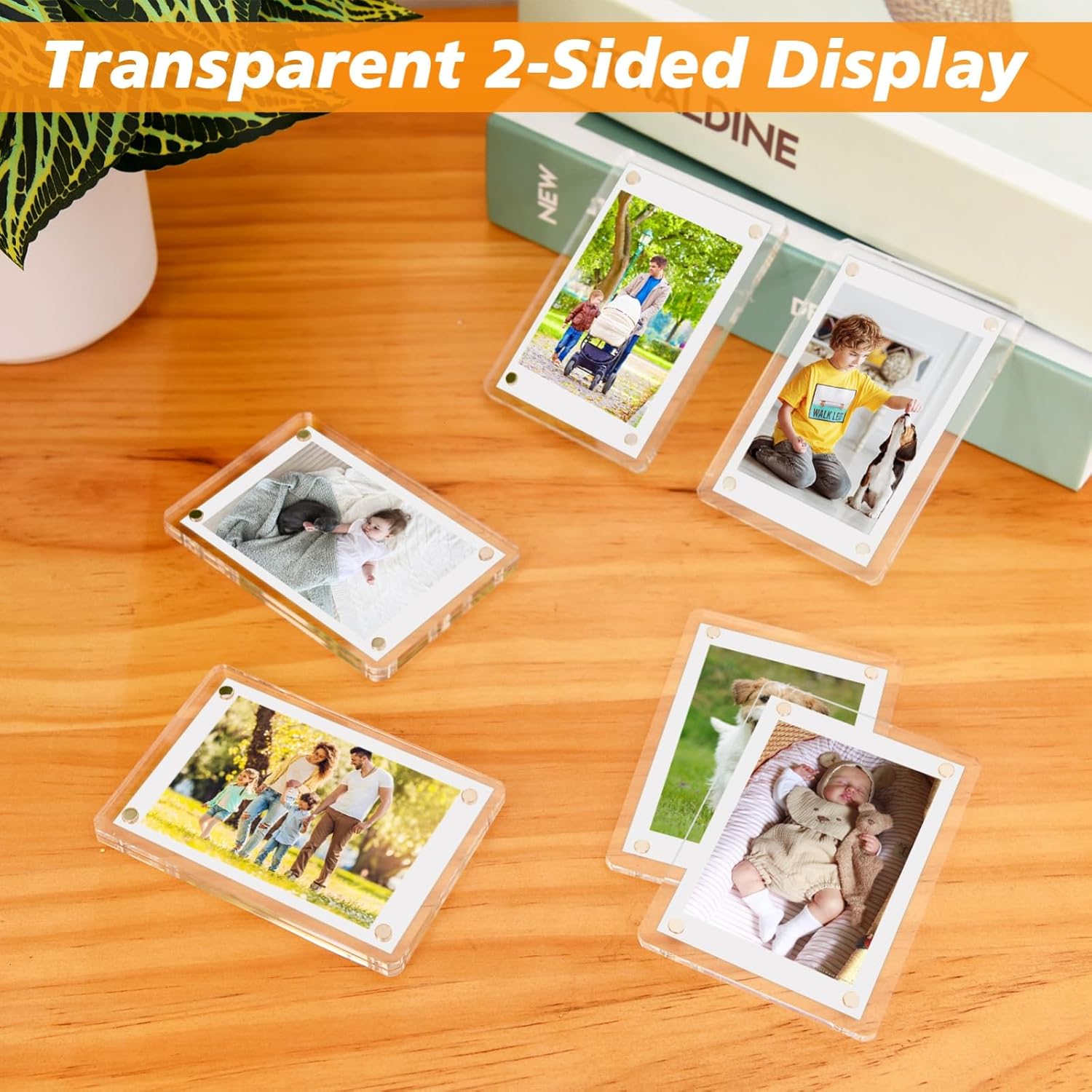 24 Packs Acrylic Magnetic Photo Frame for Refrigerator Double Sided Magnetic Polaroid Frames for Pictures Instax Mini Frame Super Clear 2.36 x 3.54 Inch